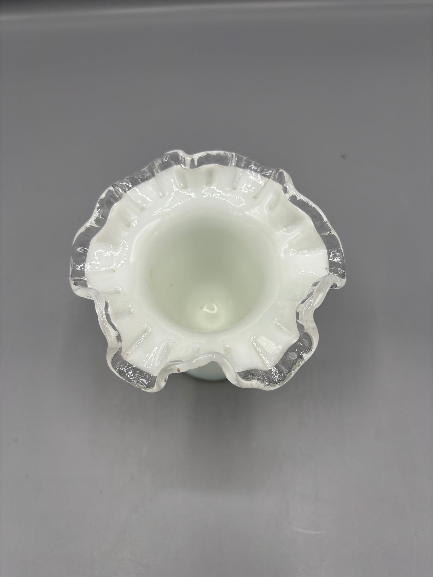 Fenton silver crest milk glass trumpet