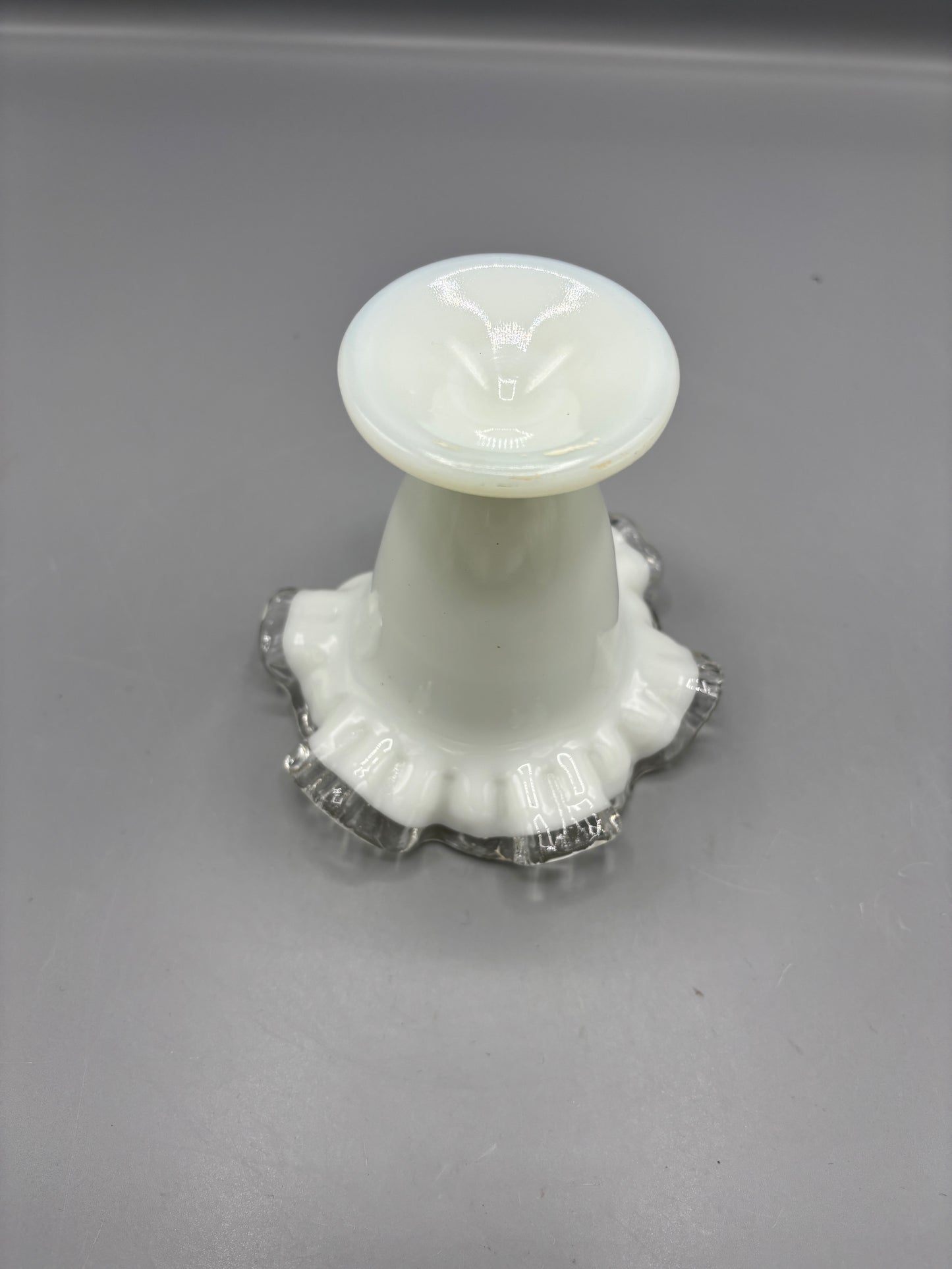 Fenton silver crest milk glass trumpet