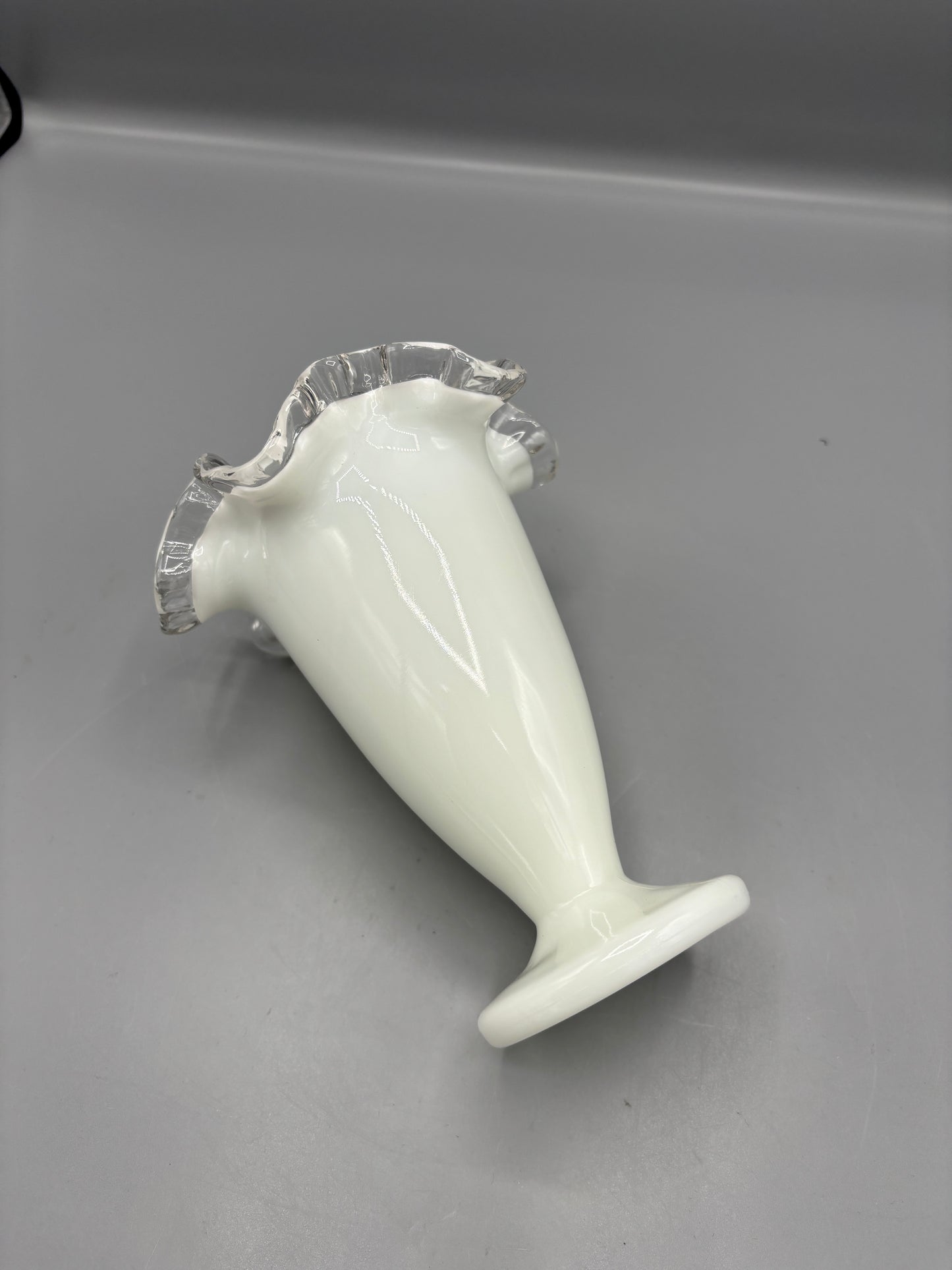 Vintage Silver crest milk glass trumpet