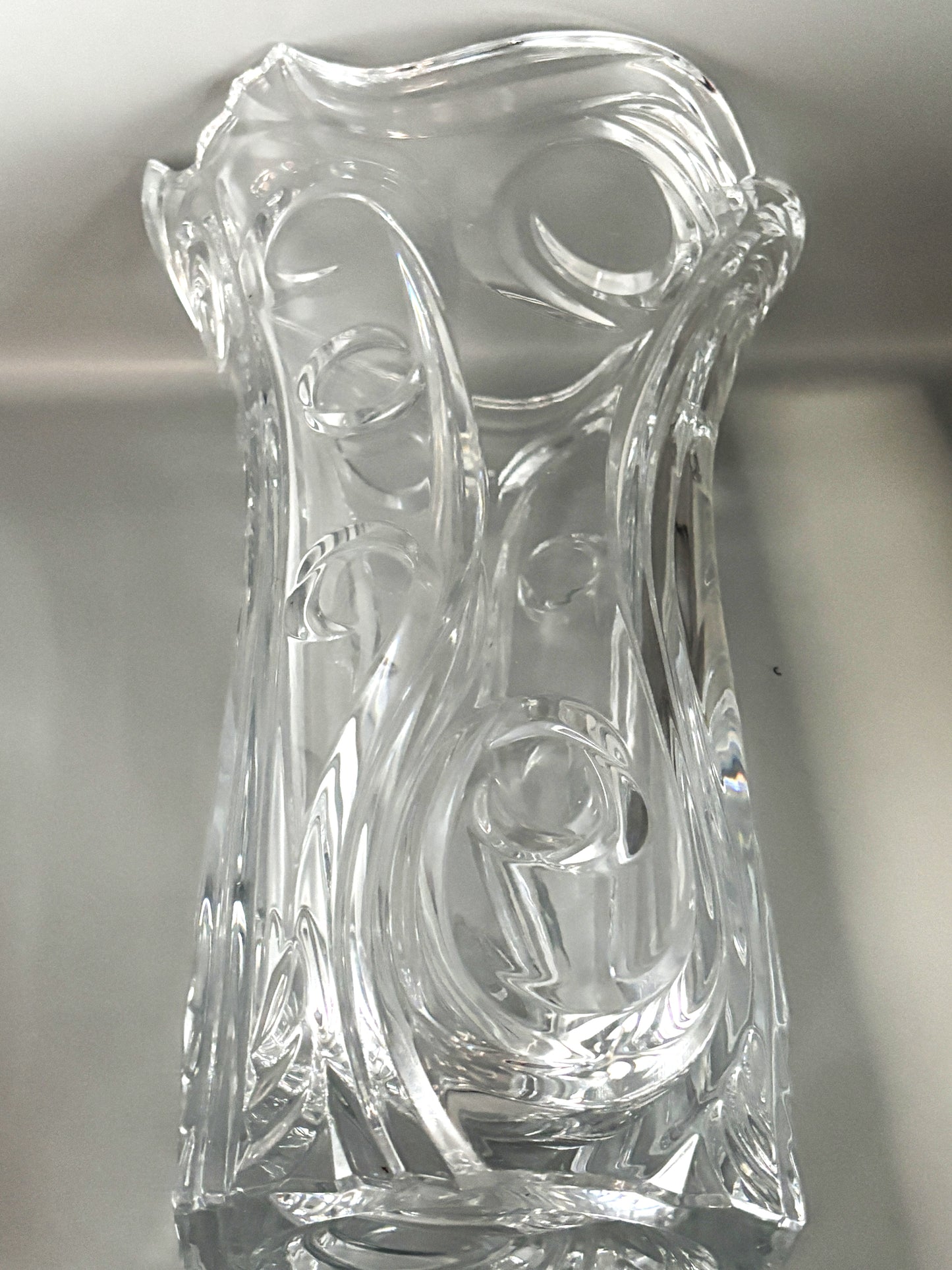 Vintage Czech Lead Crystal Curl 14" Vase