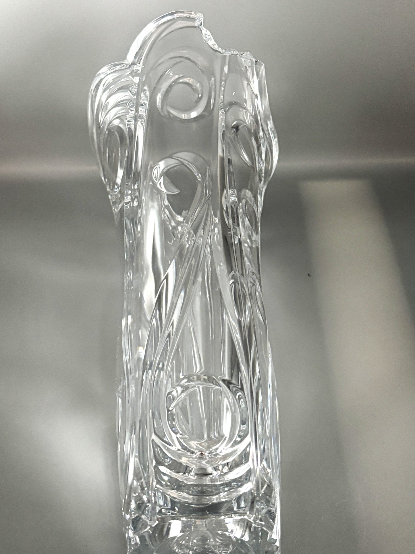Vintage Czech Lead Crystal Curl 14" Vase