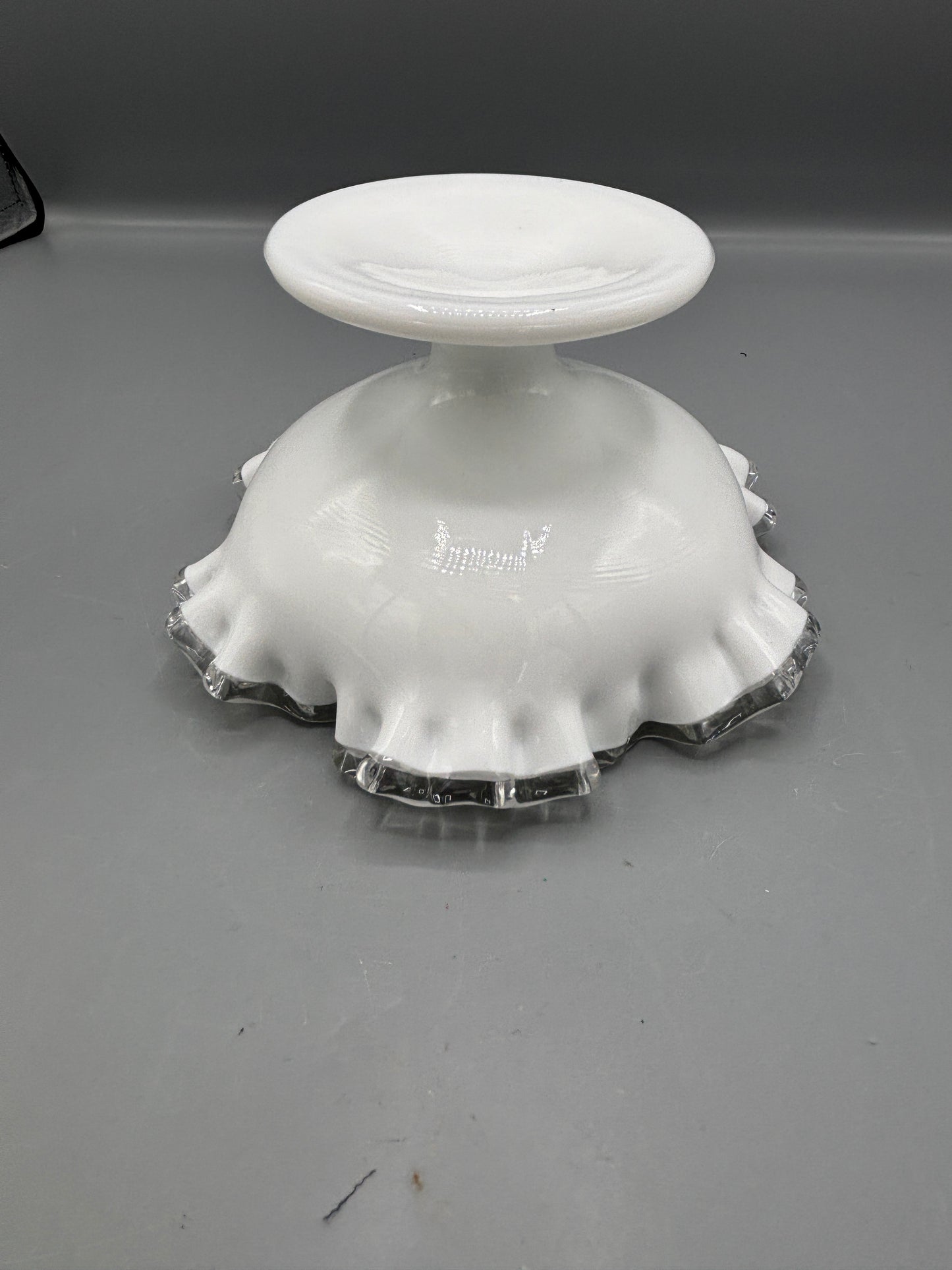 Vintage Fenton Silver Crest milk glass pedestal bowl