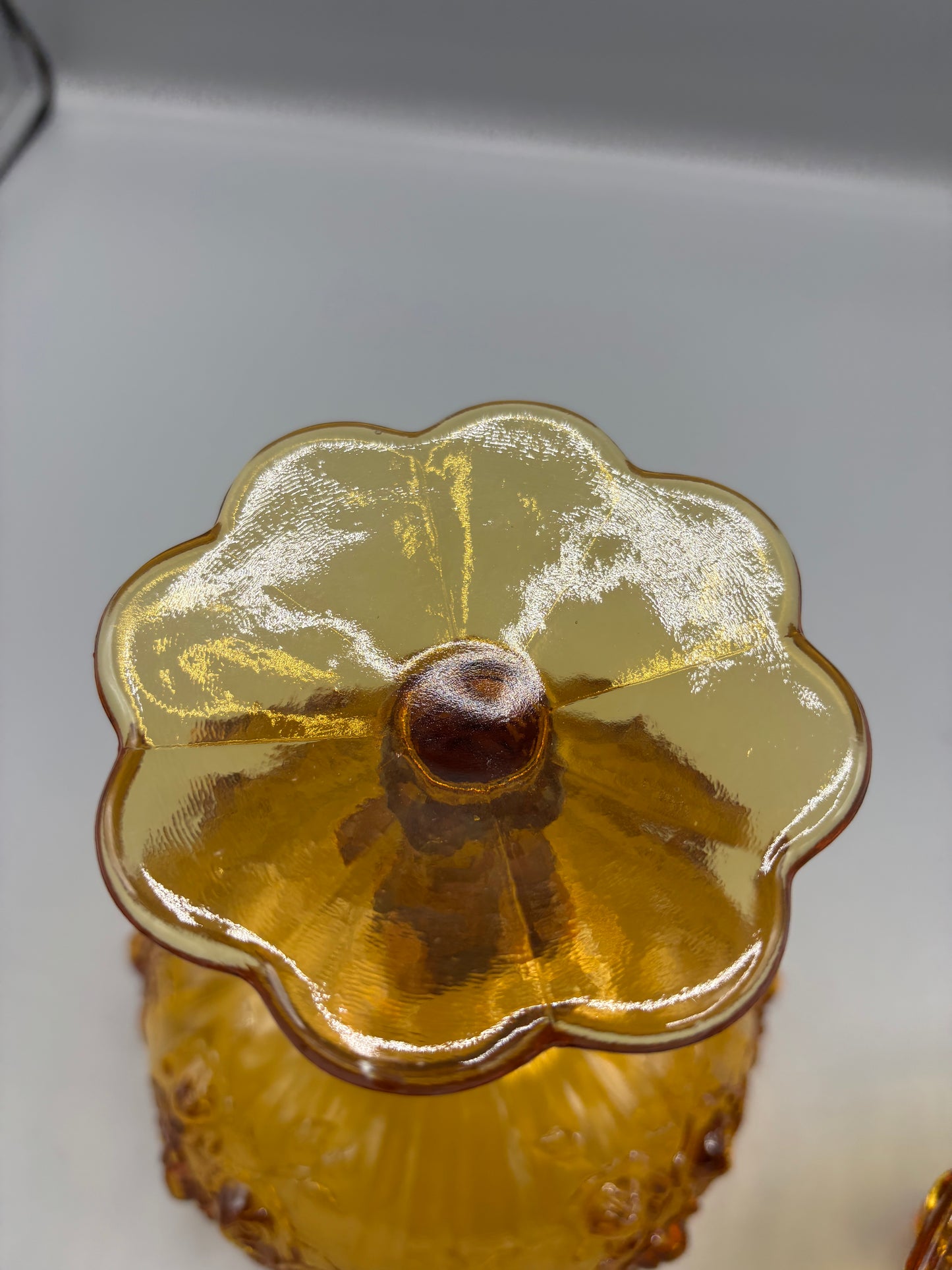 Vintage Fenton Amber Cabbage Rose Compote Dish