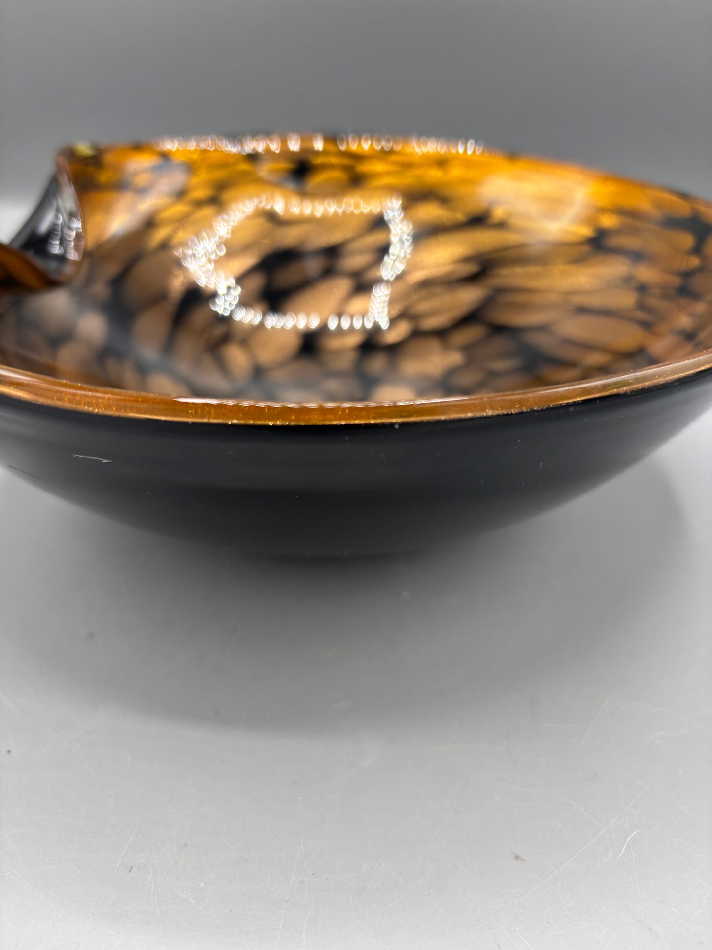 Vintage Murano Glass MCM Folded Centerpiece Copper Metallic Bowl