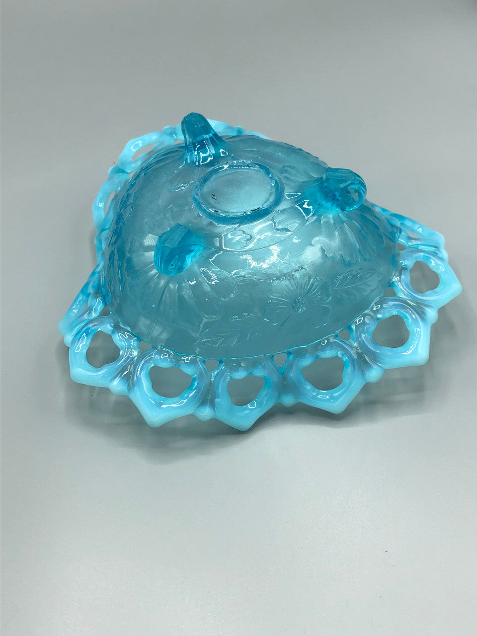 Vintage Blue glass footed bowl