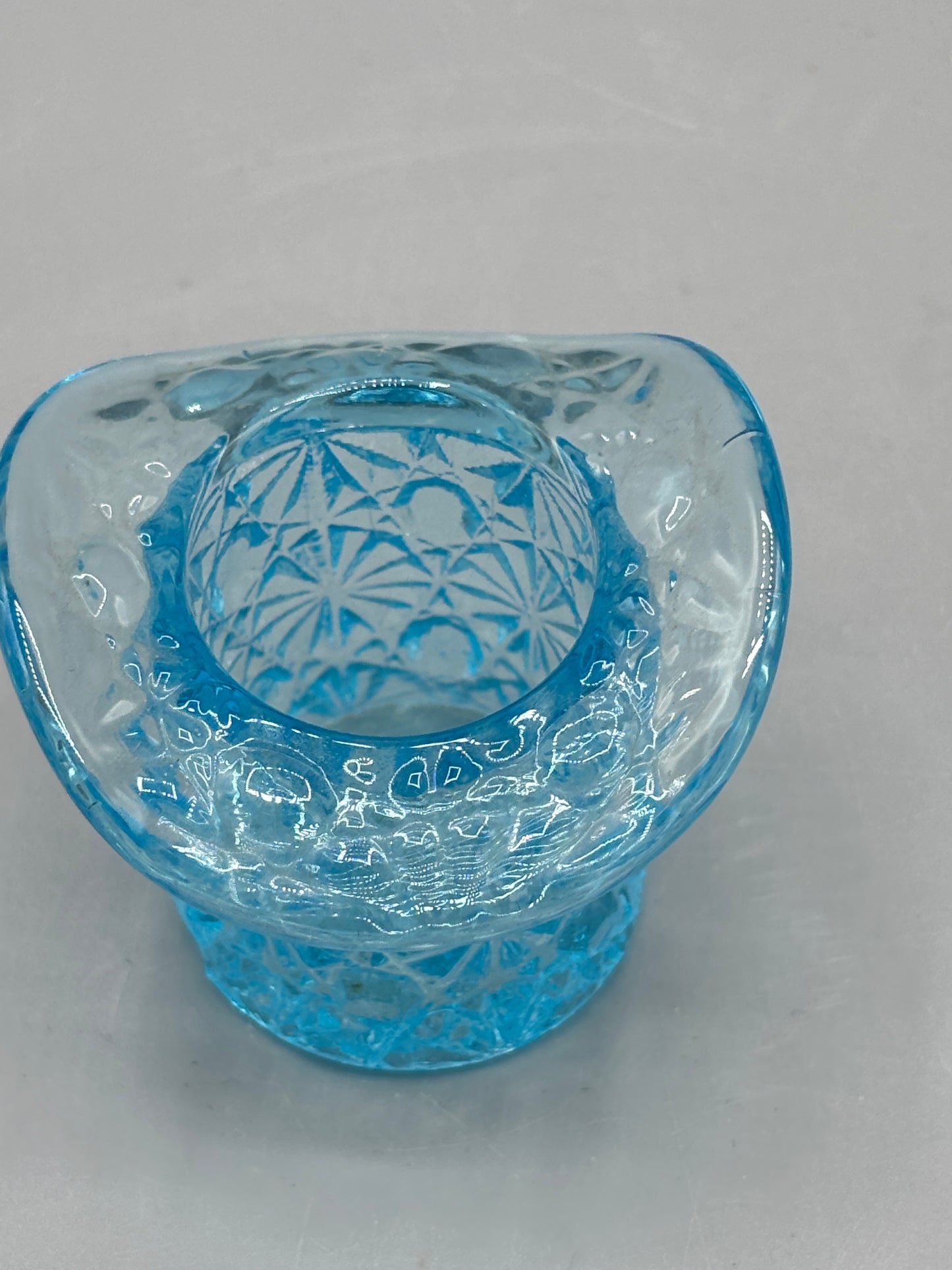 Vintage Fenton Blue Opalescent top hat toothpick