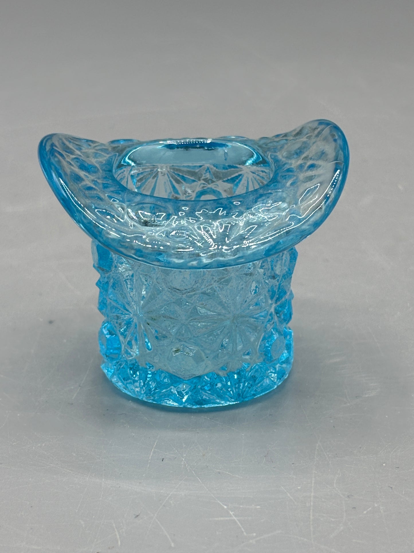 Vintage Fenton Blue Opalescent top hat toothpick