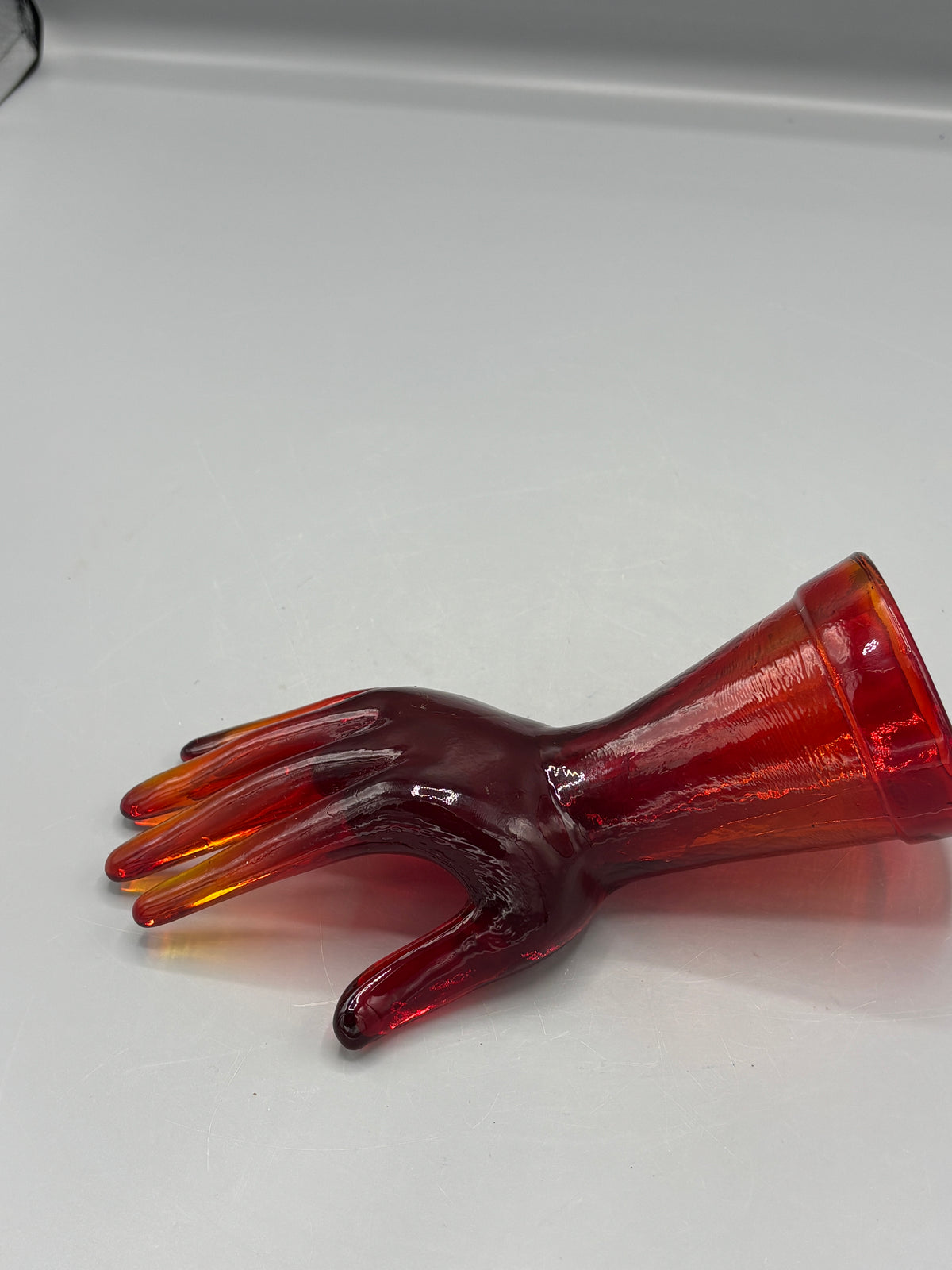 Vintage red Amberina glass hand
