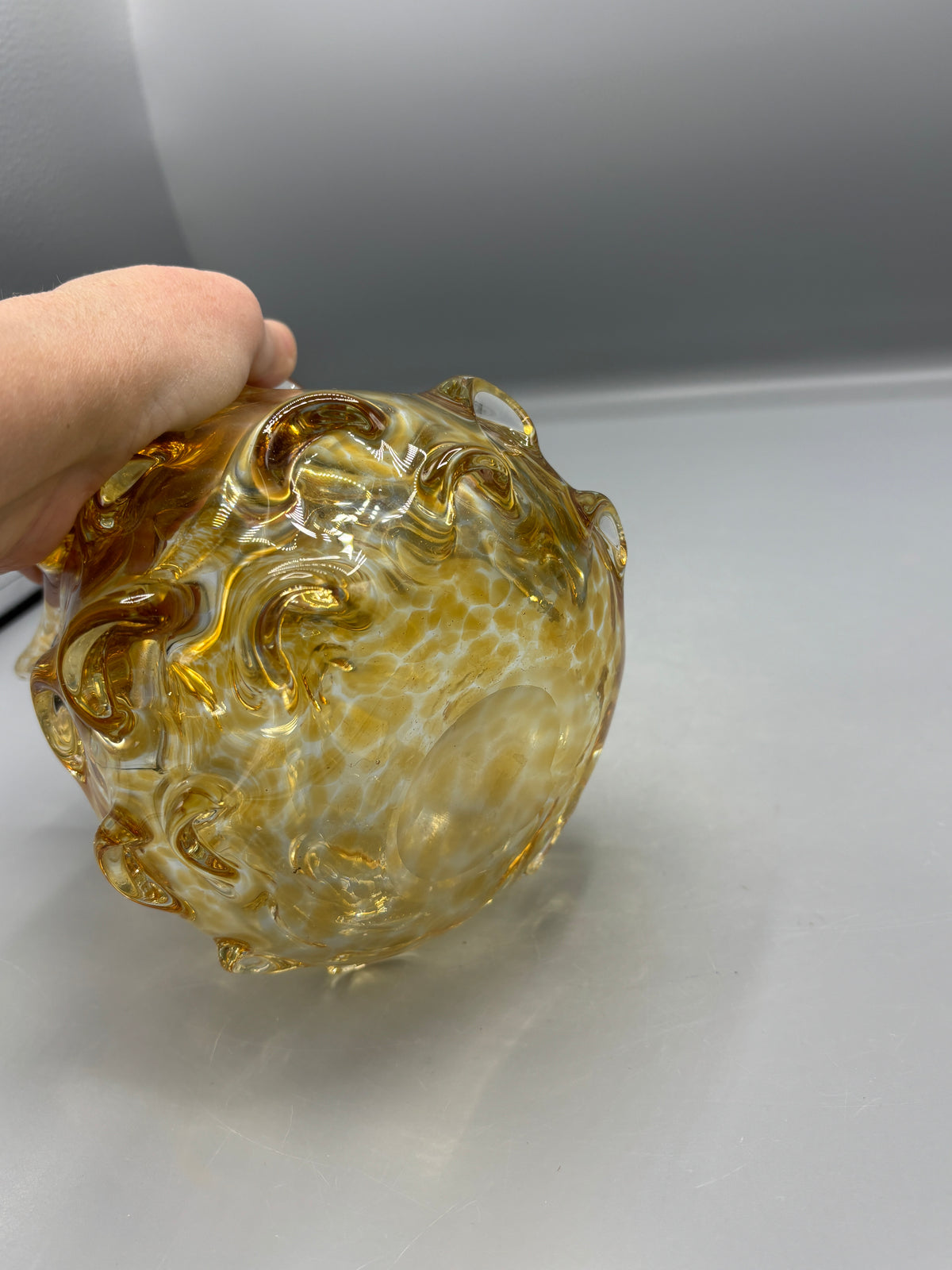 Vintage Cristalleria D Arte Murano amber gold swirl owl