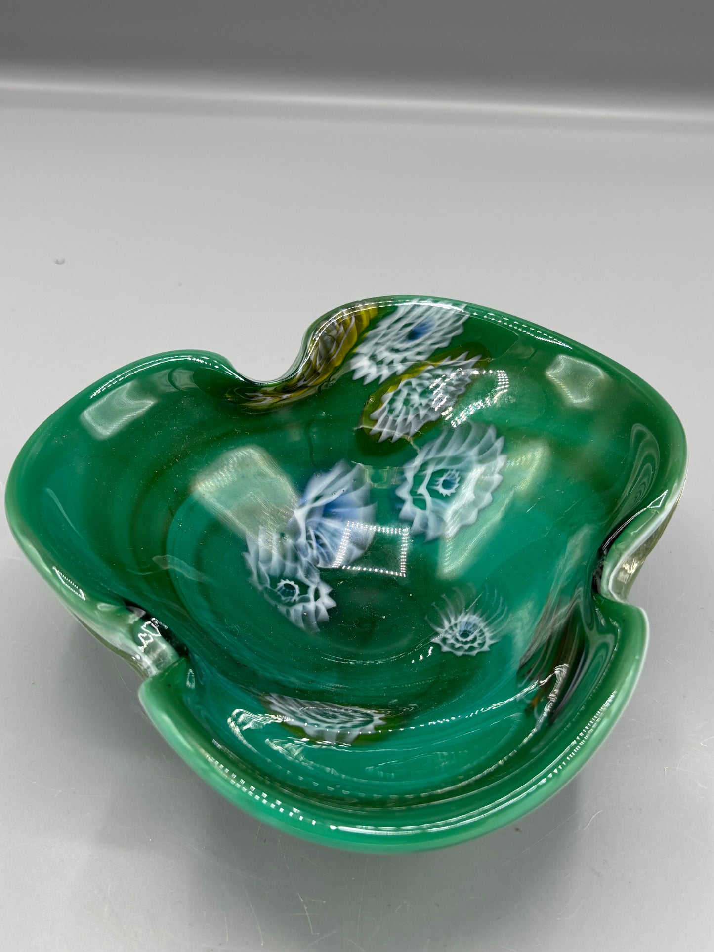 Green Venetian art glass bowl
