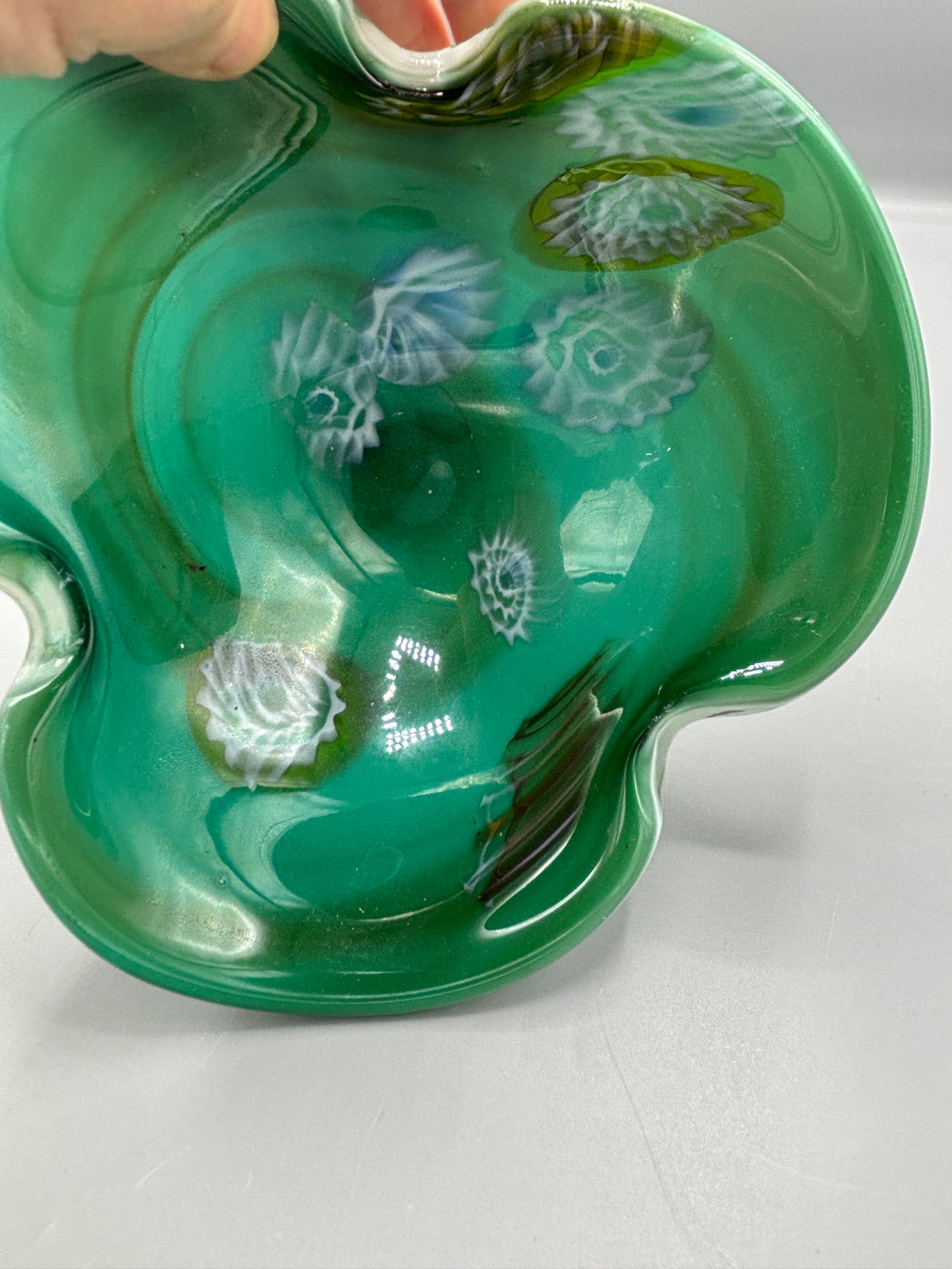 Green Venetian art glass bowl