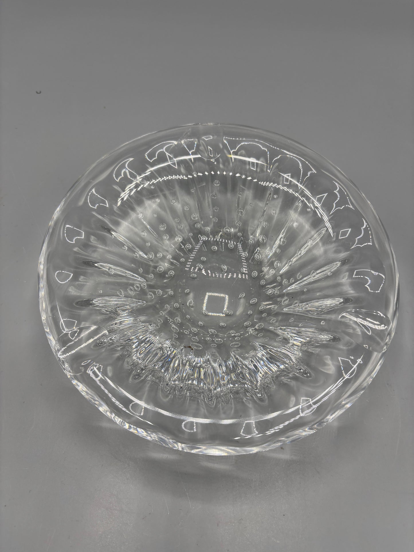 Murano controlled bubble clear dish or ashtray