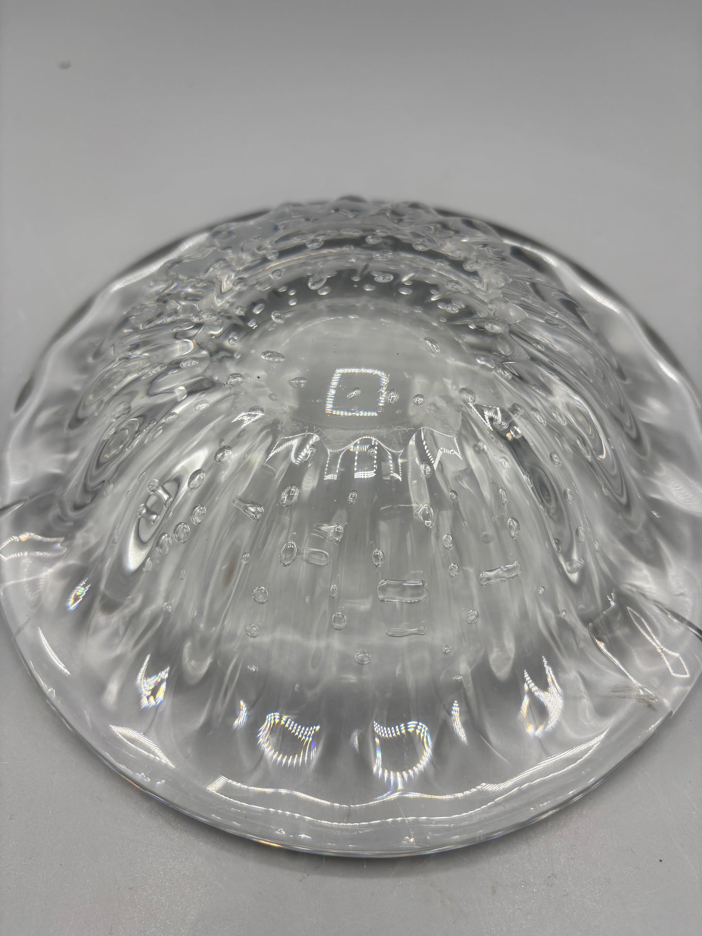 Murano controlled bubble clear dish or ashtray