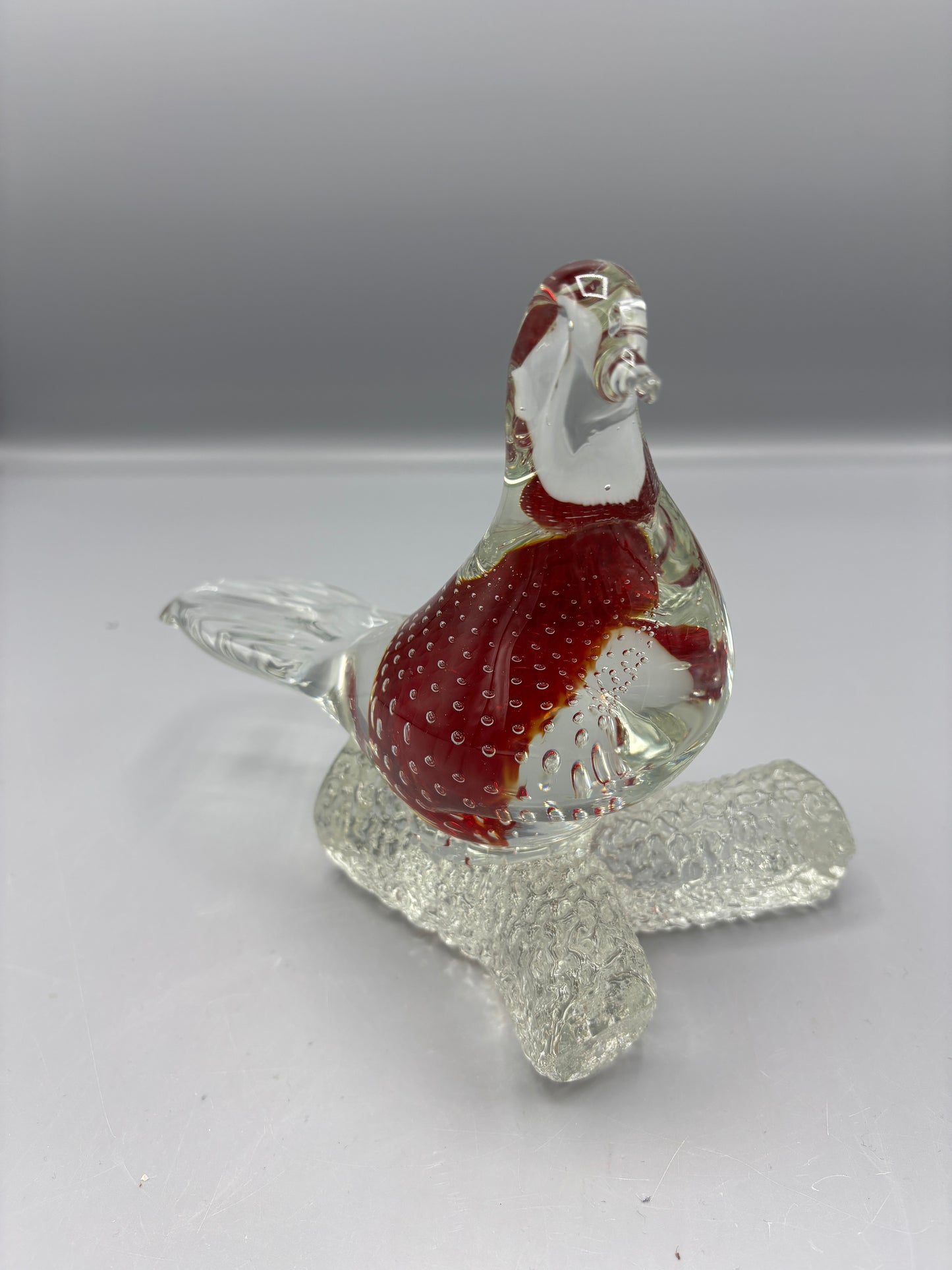 Murano controlled bubble glass bird on branch