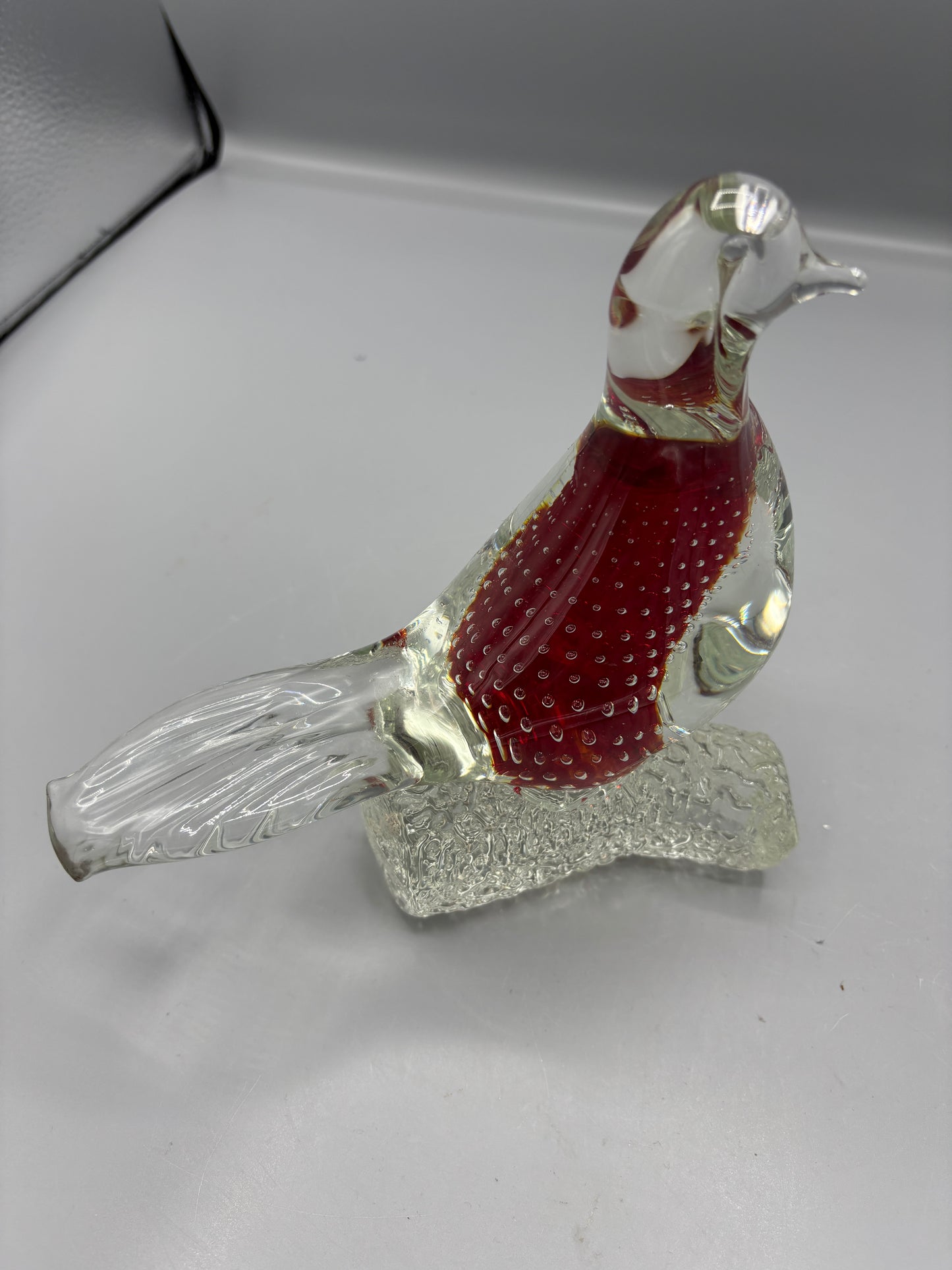 Murano controlled bubble glass bird on branch