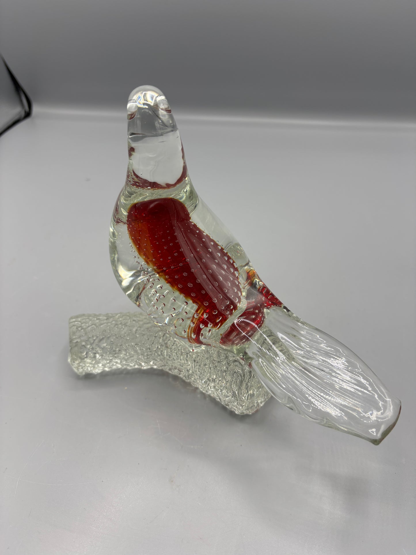 Murano controlled bubble glass bird on branch