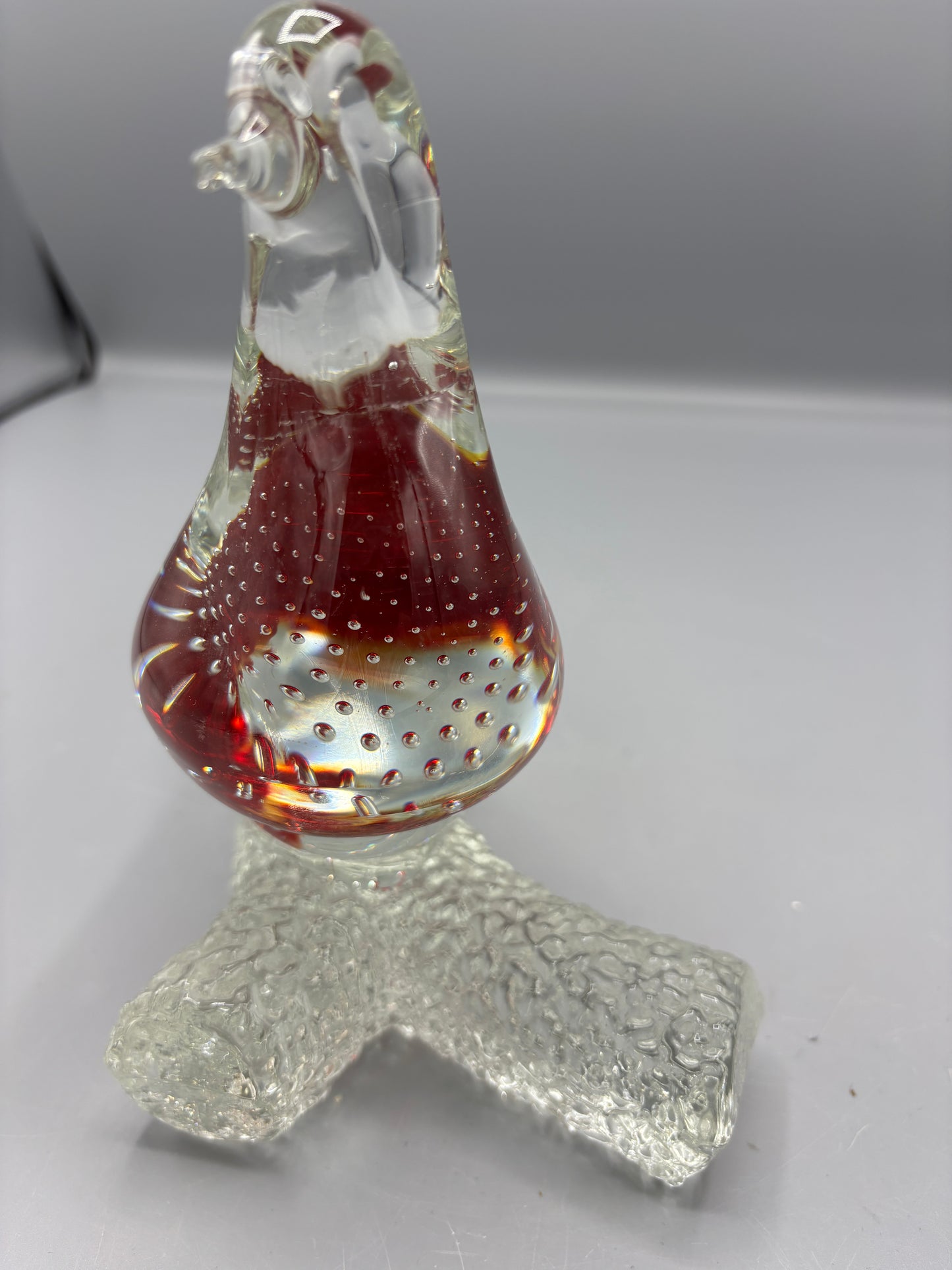 Murano controlled bubble glass bird on branch