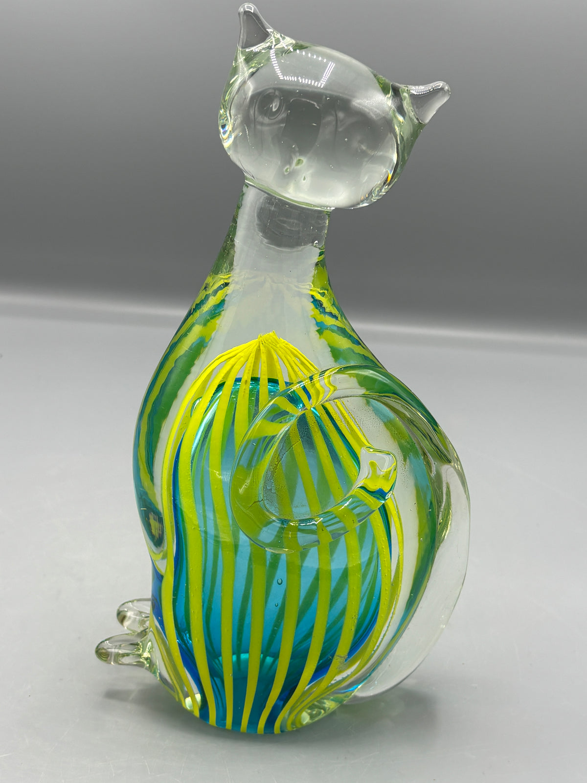 Vintage hand blown art glass cat