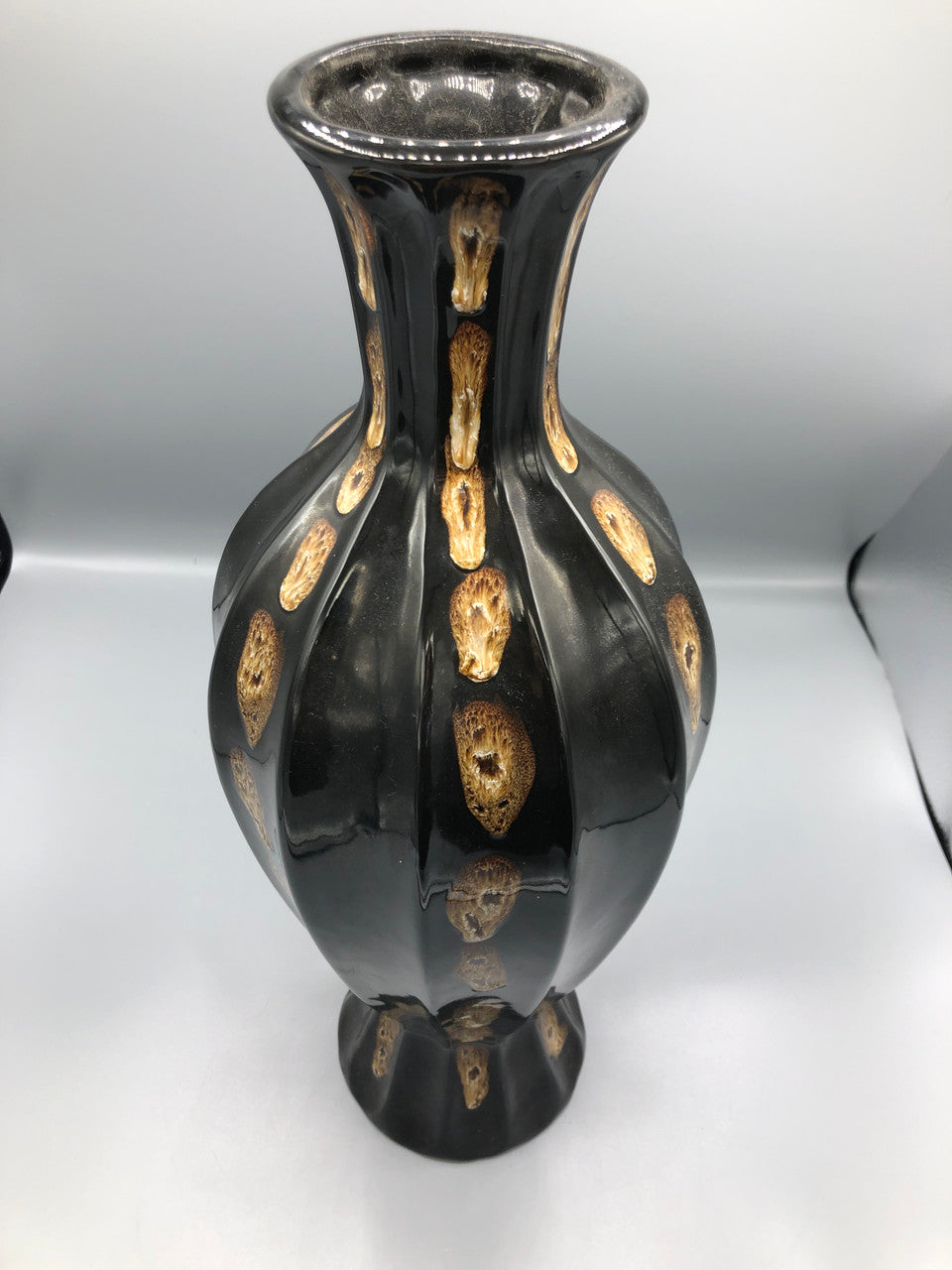 Tall Tan & Brown Vase