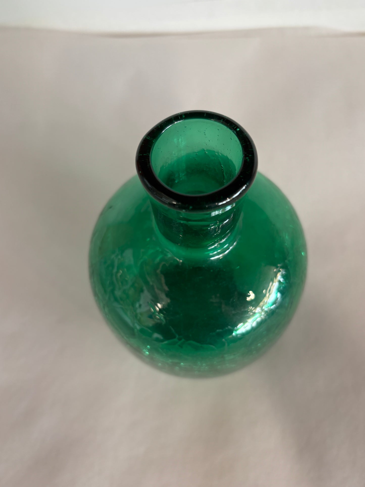 Green Crackled Glass 6" Vase