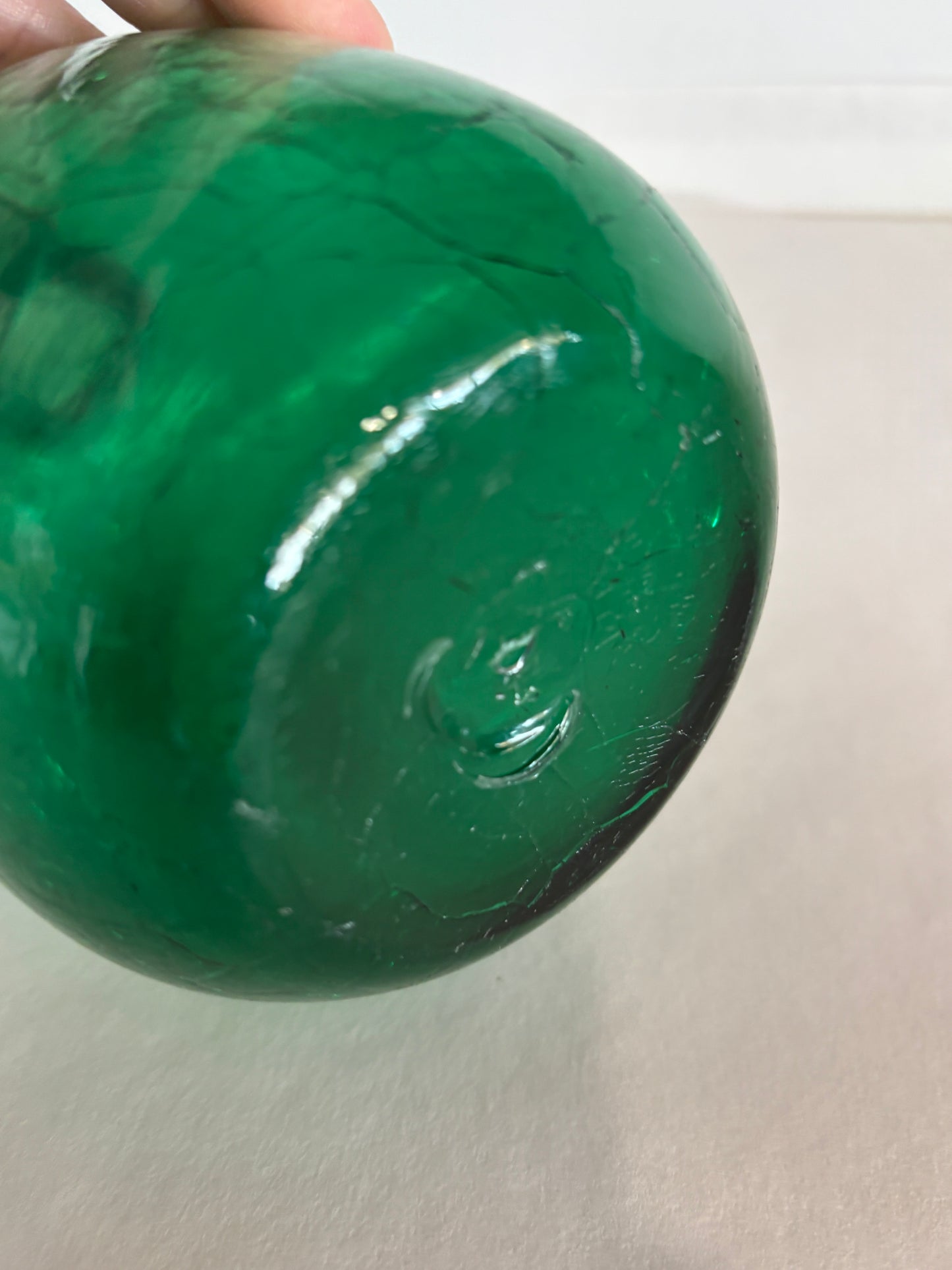 Green Crackled Glass 6" Vase