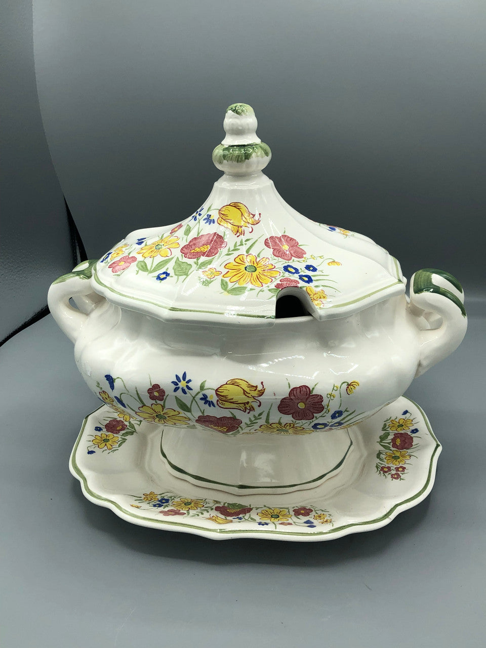 Vintage Japan Floral Soup tureen & Plate