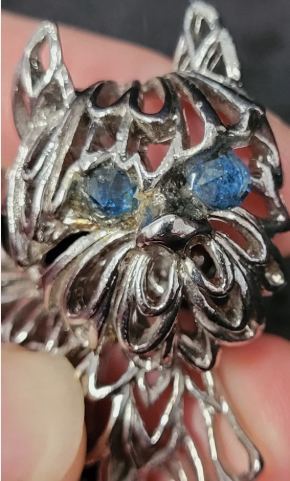 Vtg Park Lane Trembler Scottie Dog Terrier Silver Tone Blue Eye Pin Brooch