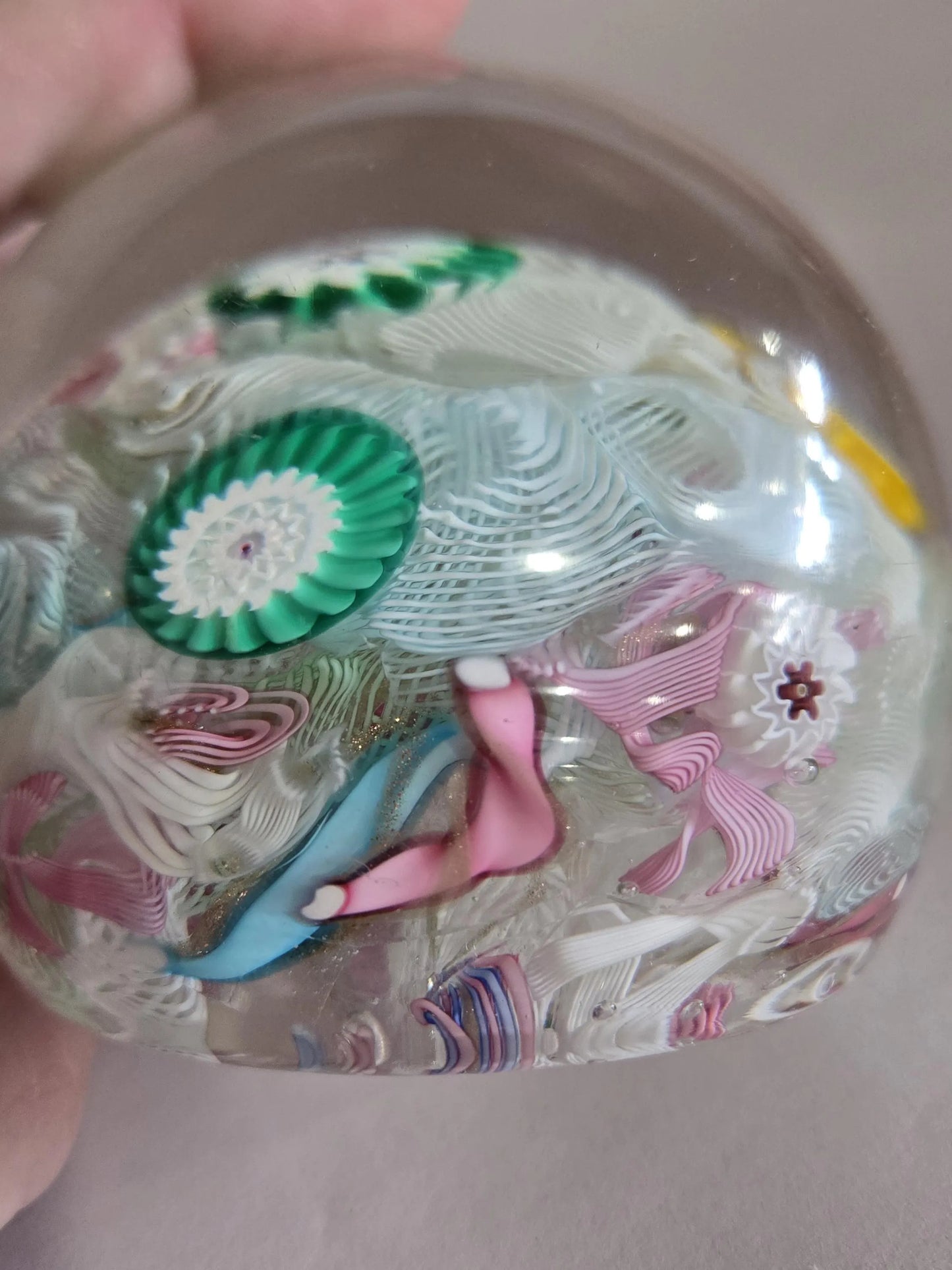 Vintage Murano Fratelli Toso Millefiori Glass Paperweight