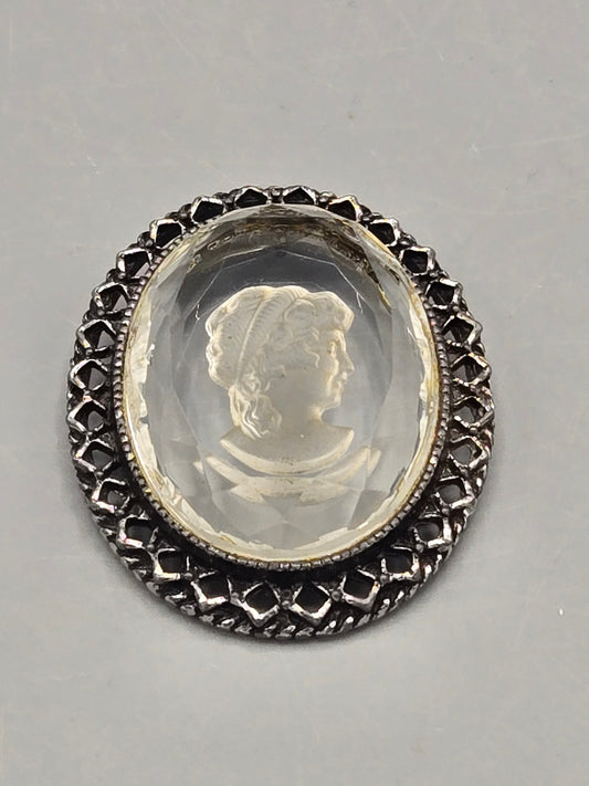 Intaglio Lucite Cameo Pendant- Victorian Style