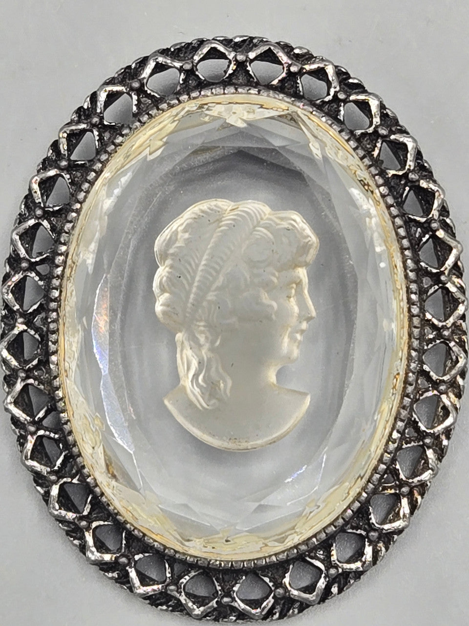 Intaglio Lucite Cameo Pendant- Victorian Style