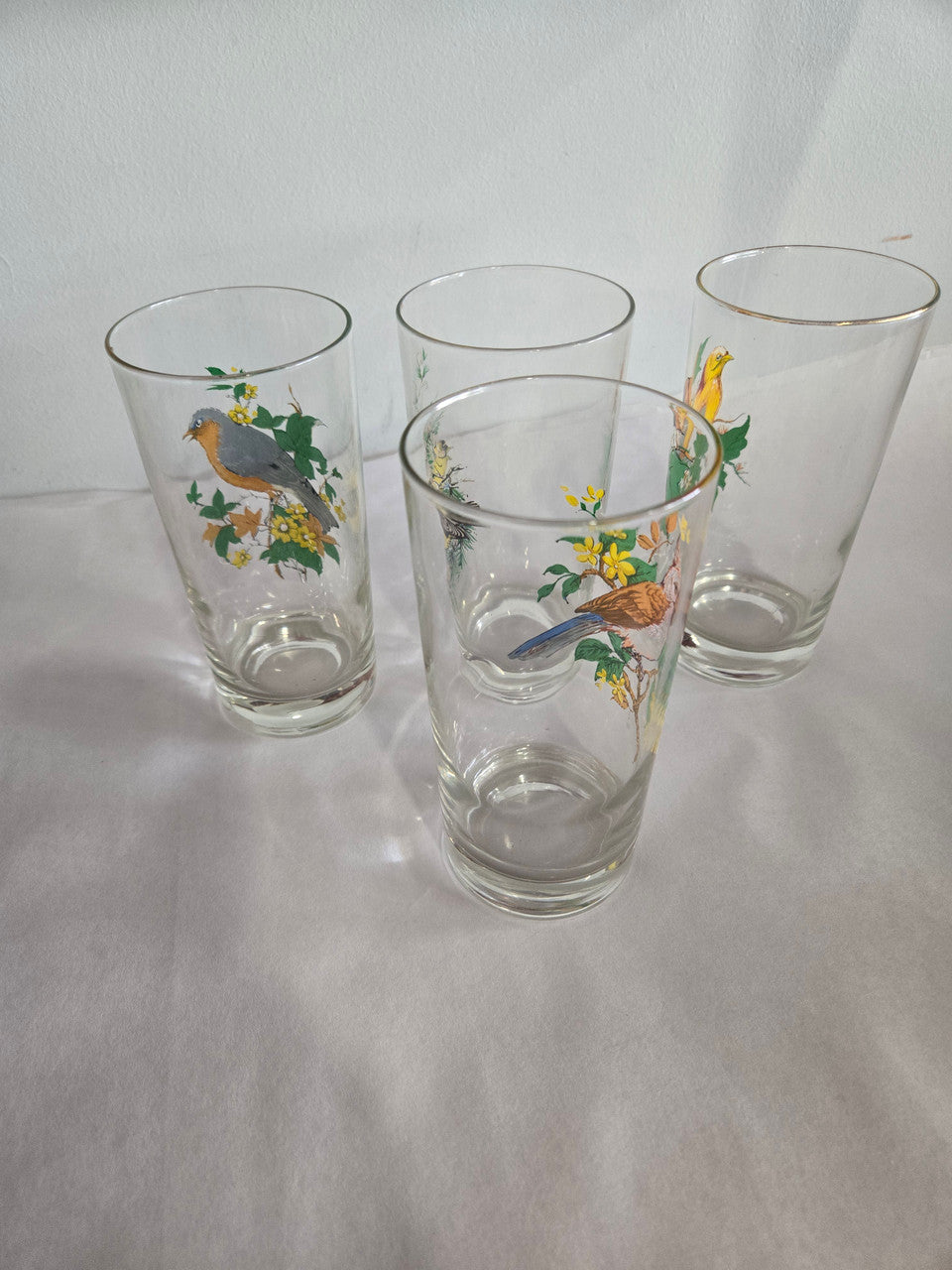 Set of 4 Bird Vintage Glasses