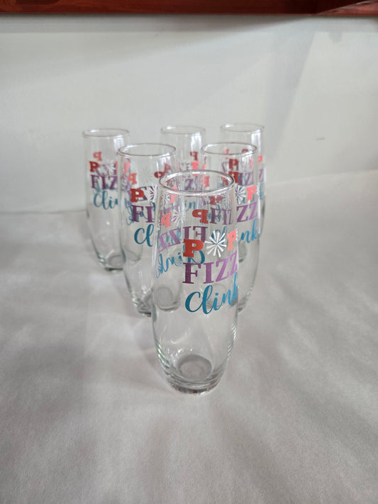 Pop Fizz Stemless Champagne Flutes- Set of 6