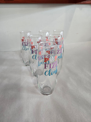 Pop Fizz Stemless Champagne Flutes- Set of 6