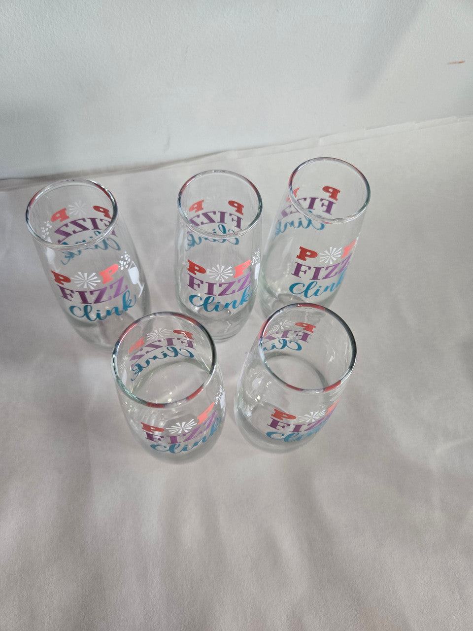 Pop Fizz Stemless Champagne Flutes- Set of 6