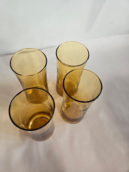 Vintage Amber Glass Set of 4