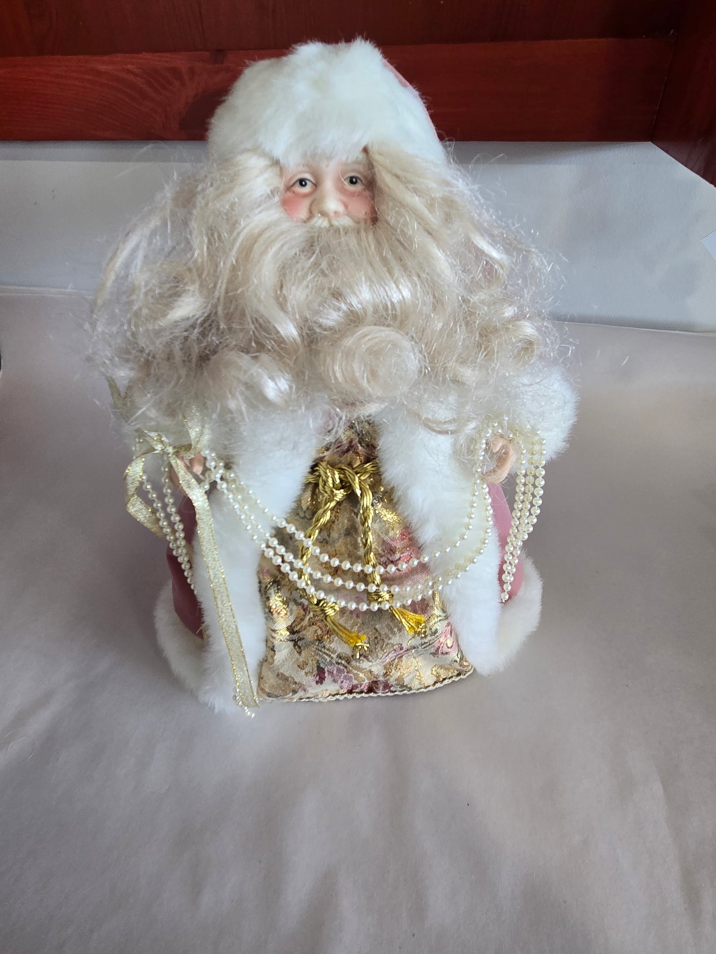 Pink Brocade Santa tree topper