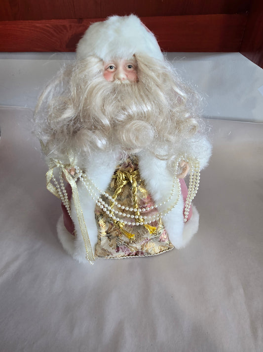 Pink Brocade Santa tree topper