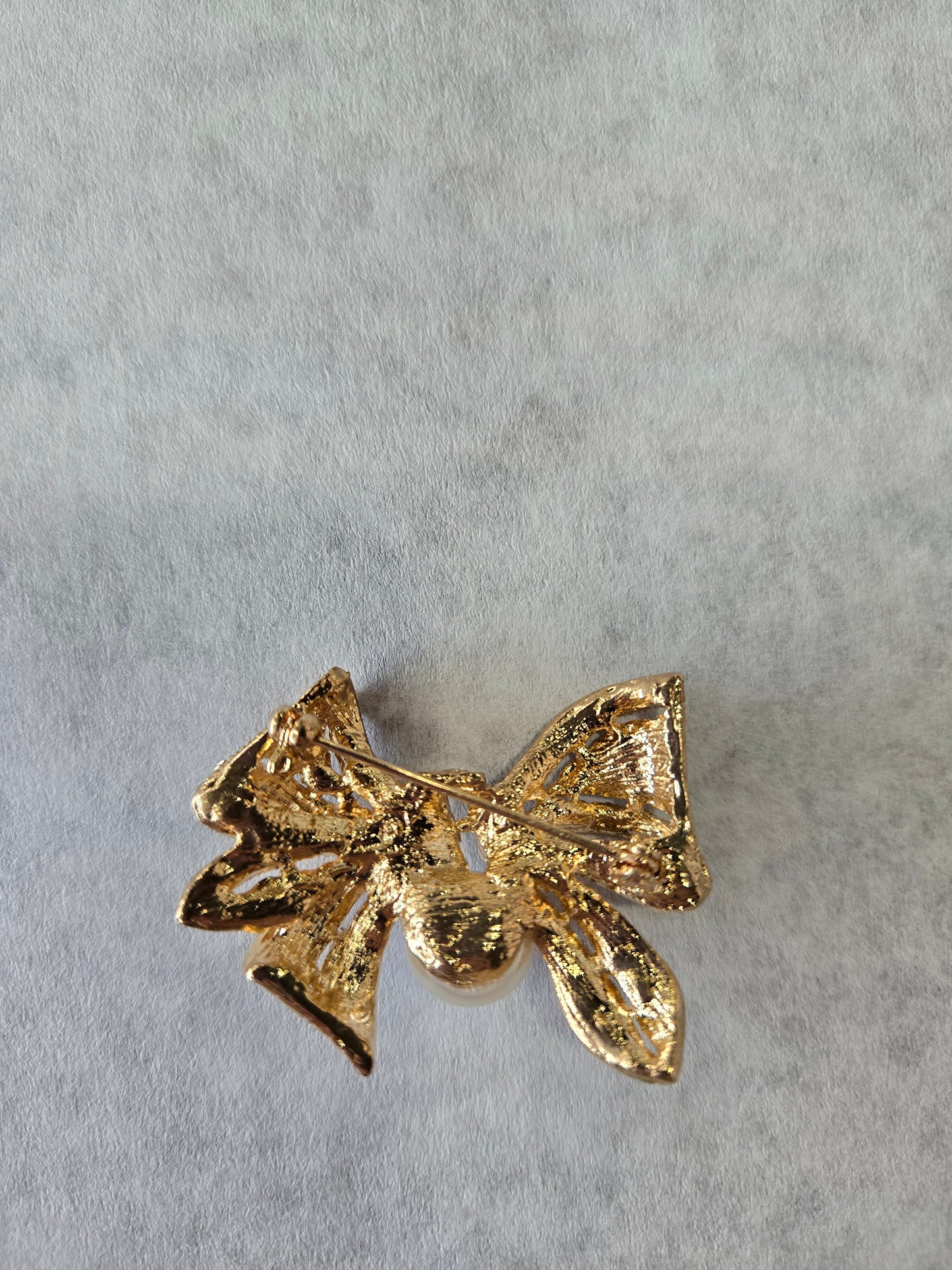 Gold & Sparkle Bow w/ Faux Pearl