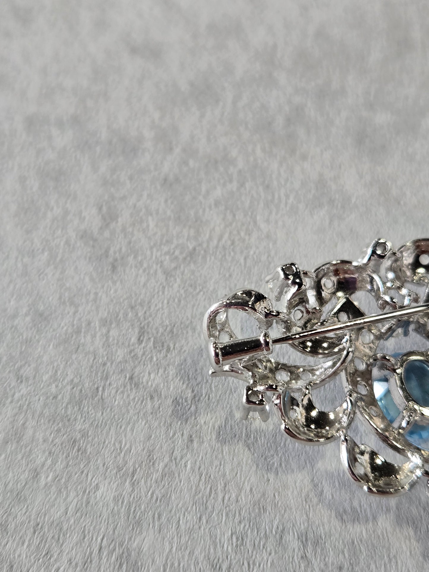Vintage Clear & Light Blue Dangle Brooch