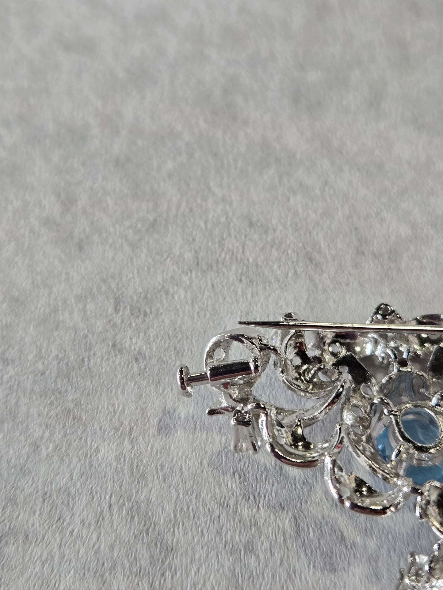 Vintage Clear & Light Blue Dangle Brooch