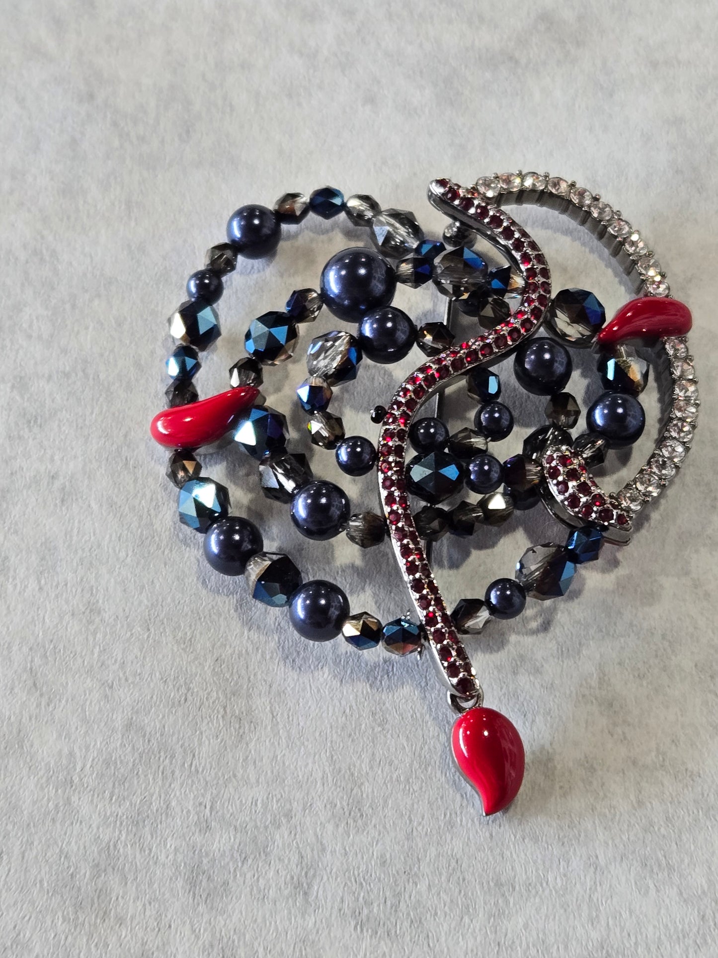 Swarovski Gun Metal Multi-Tone Bead & Crystal Brooch