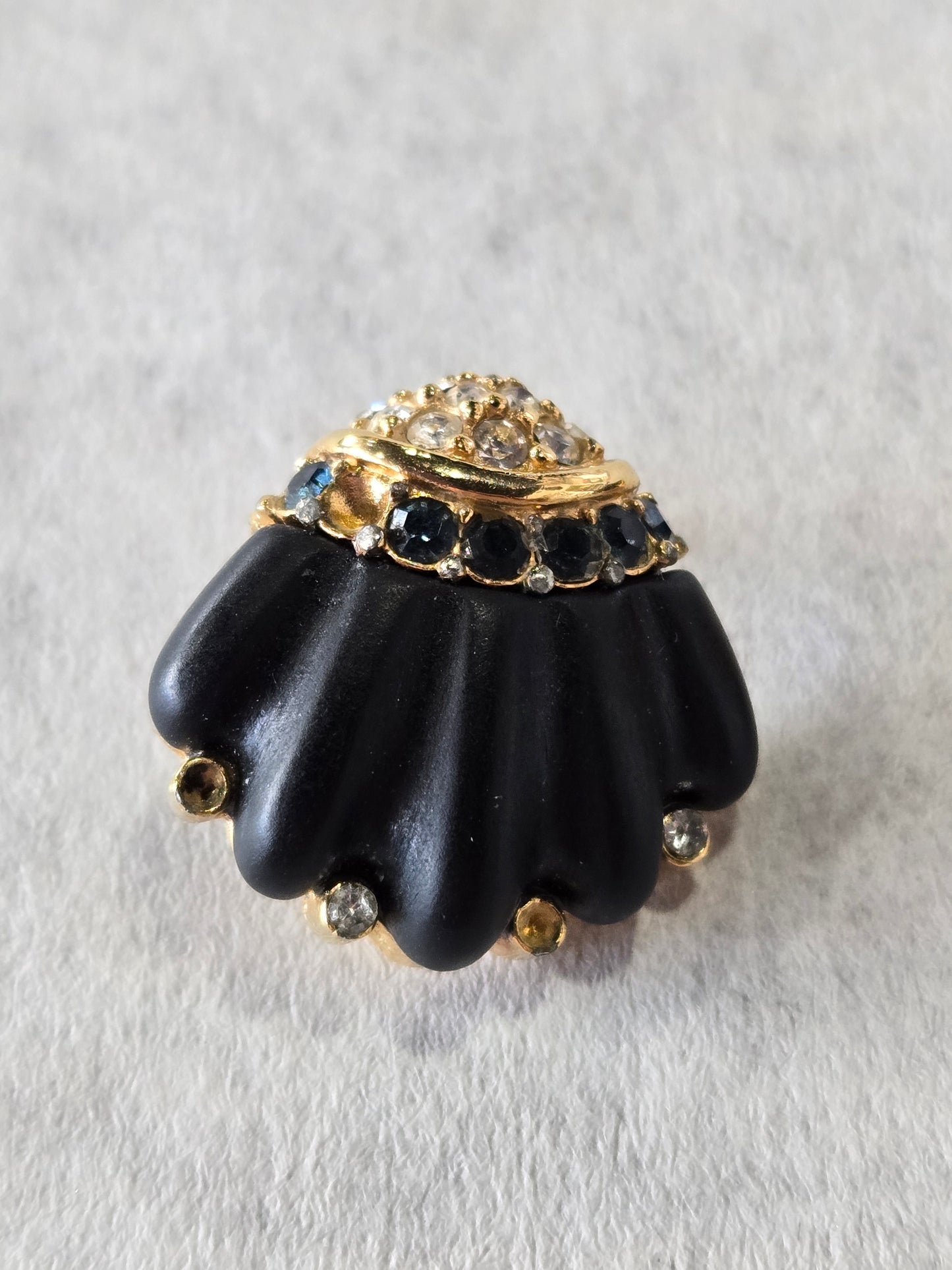 Givenchy Black & Gold Clamshell Clip On Earrings