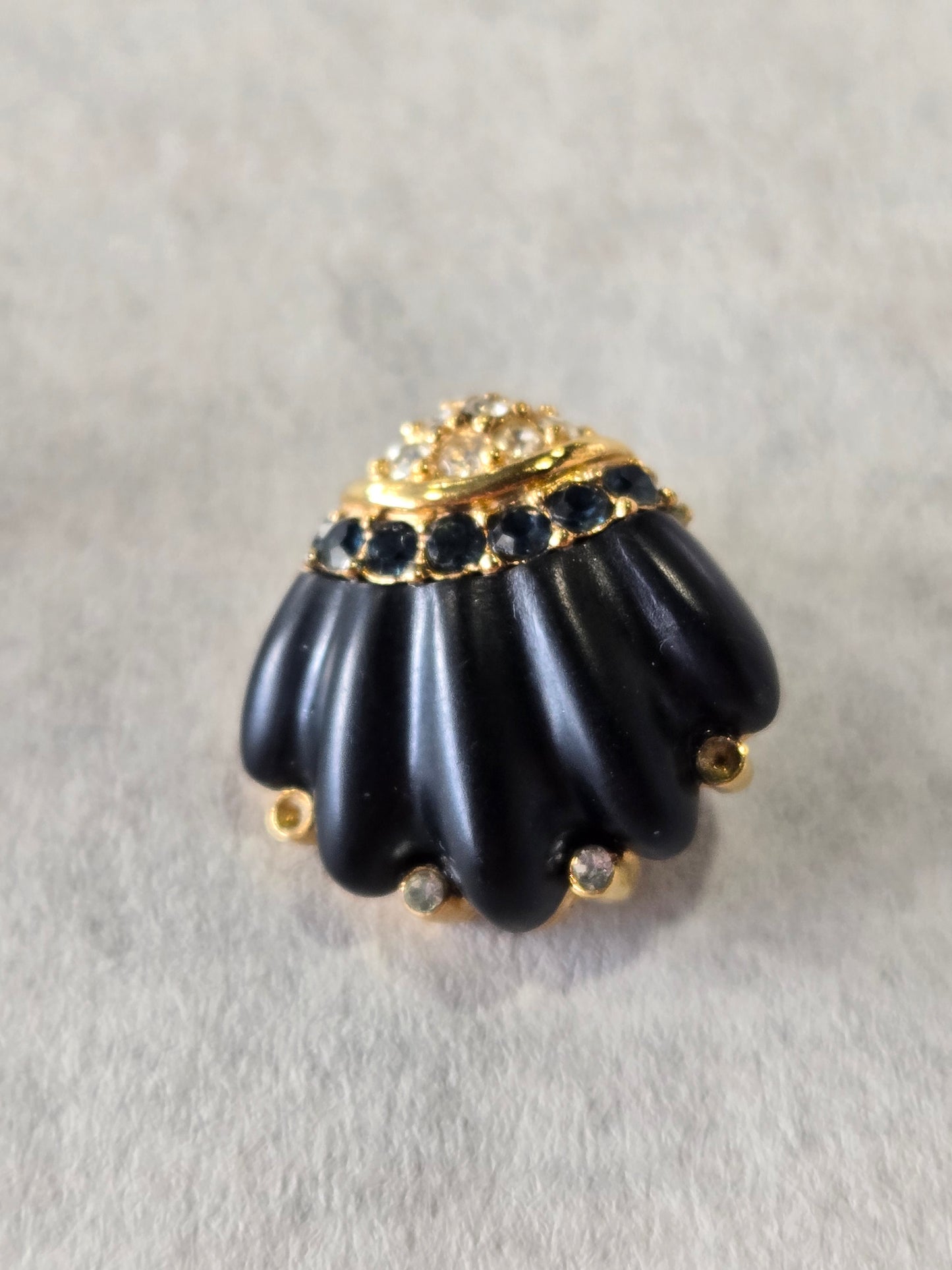 Givenchy Black & Gold Clamshell Clip On Earrings