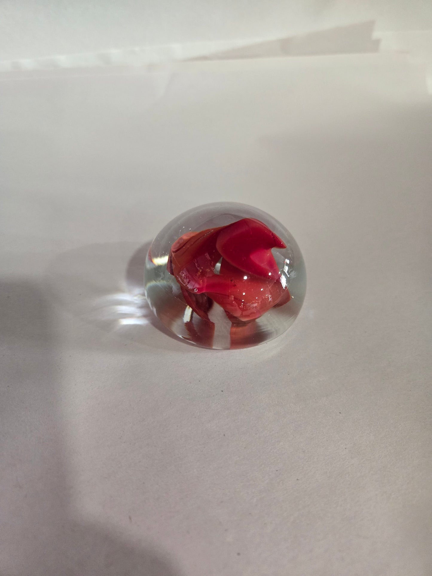 Vintage Glass Paperweight w/ Red Ribbon
