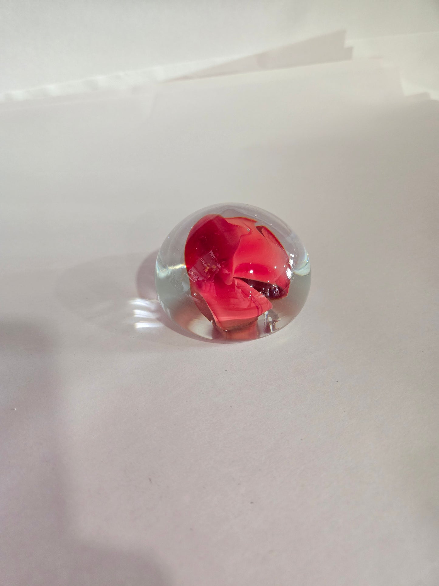 Vintage Glass Paperweight w/ Red Ribbon