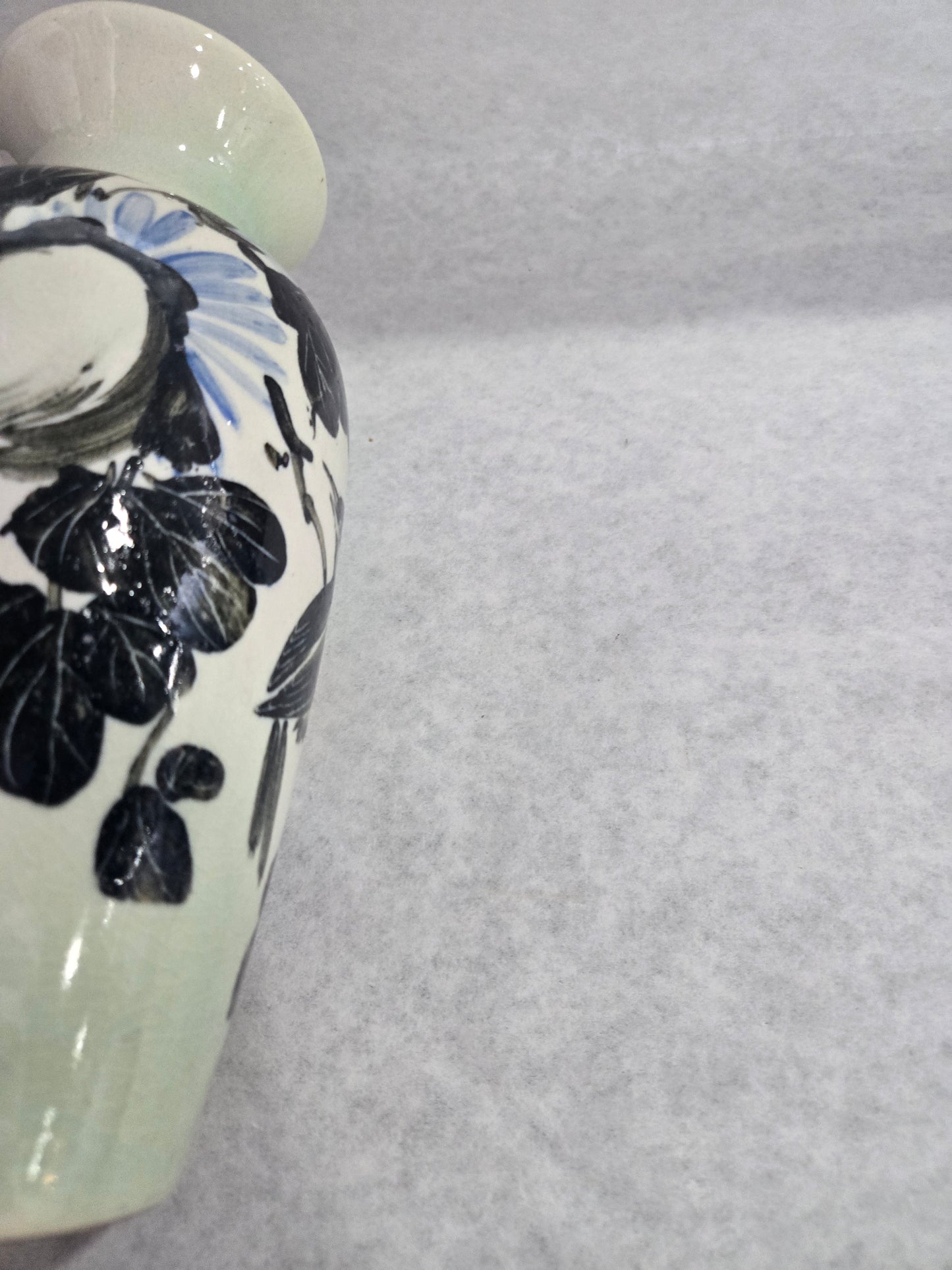 Hand Painted Oriental Bird & Flower signed Vase