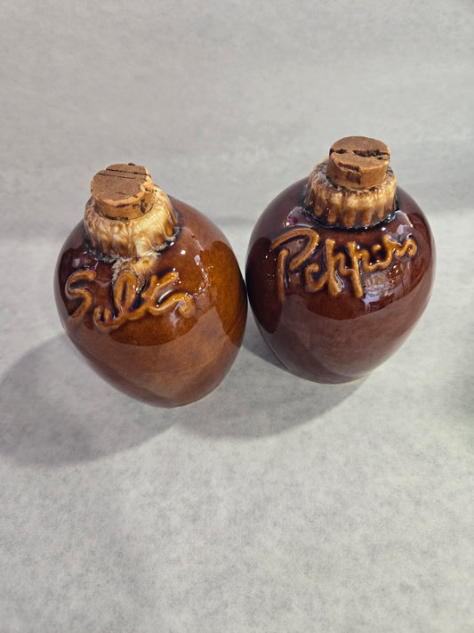 Vintage Hull Pottery Brown Drip Salt and Pepper Set
