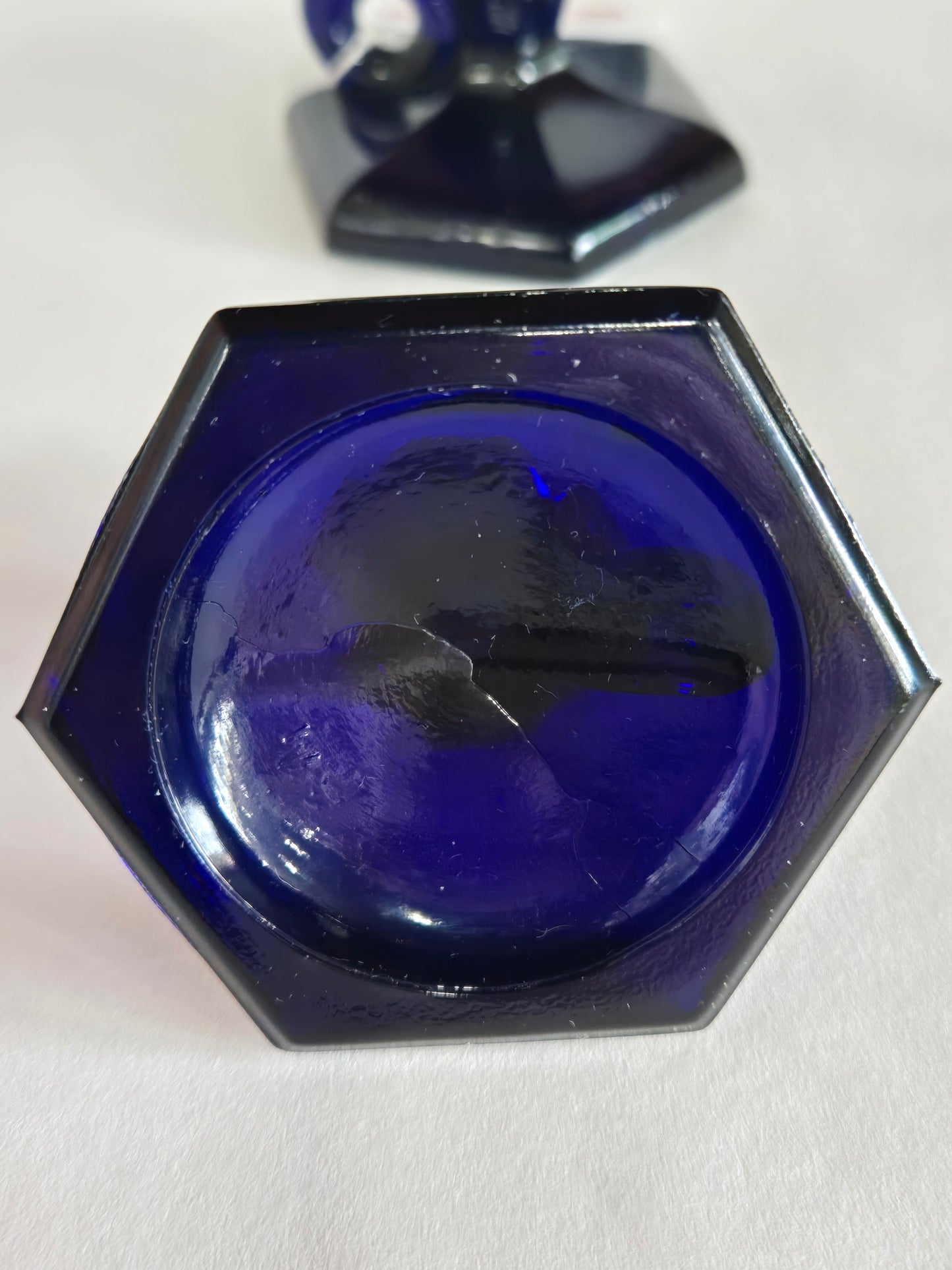 Vintage Pair of Cobalt Blue Small Candle Holders