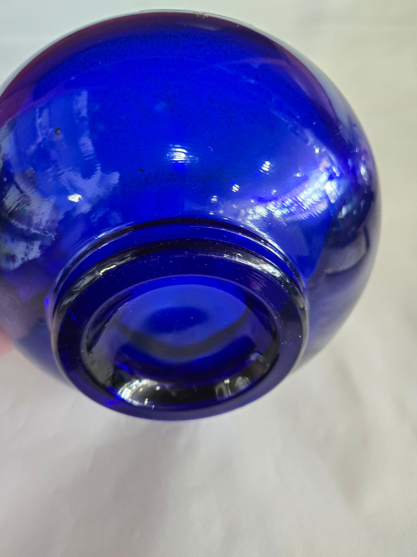 A 'Rockwell Silver Overlay Cobalt Blue Egyptian Revival Bowl- 1930's