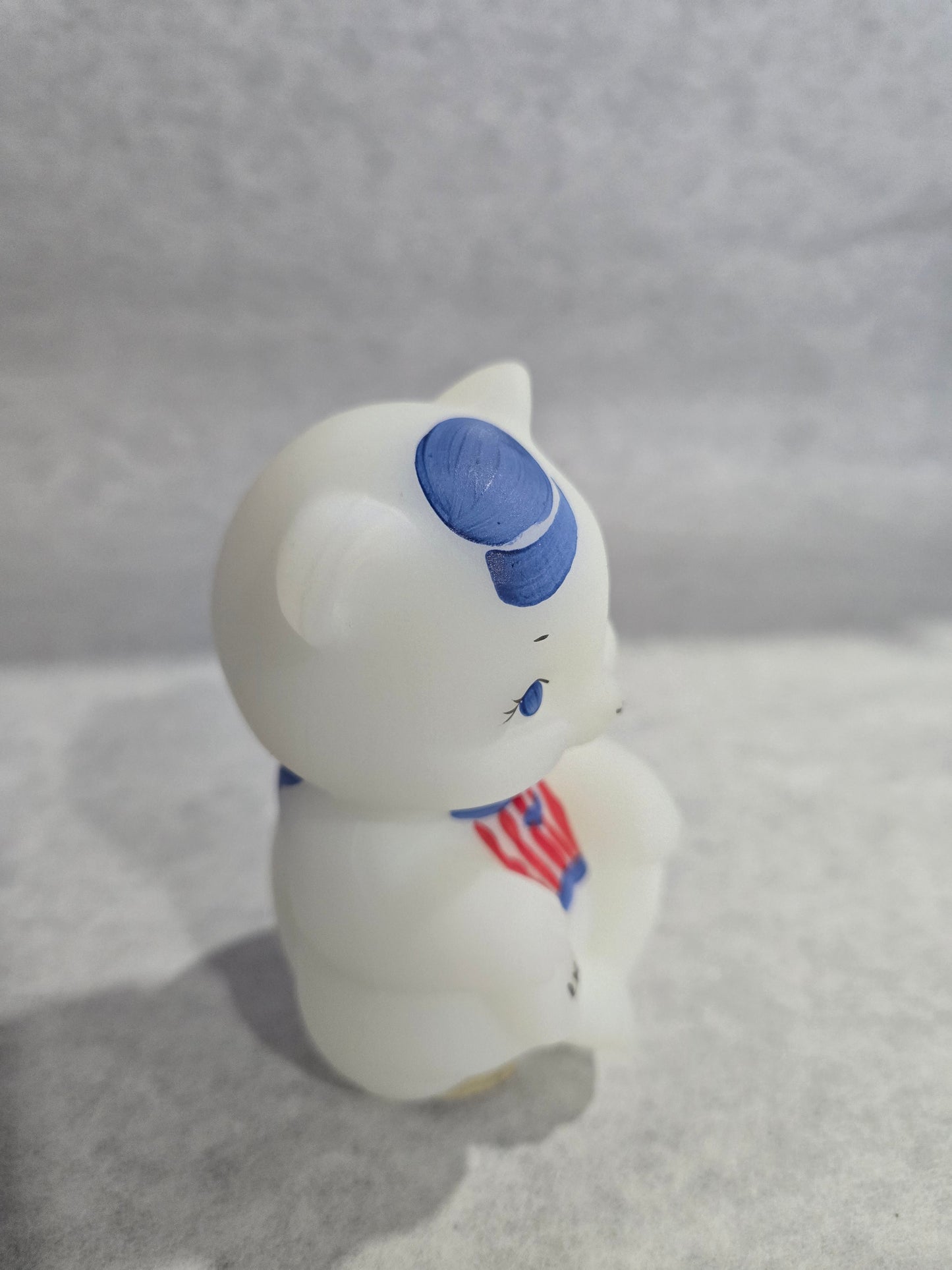 Vintage Fenton USA Opal Satin Red, White, Blue Bear